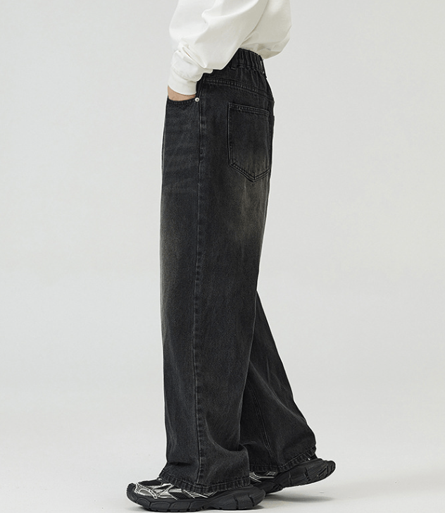 Japanese Brand × Jean Men's black washed vintage loose straight jeans Size US 32 / EU 48 - 4 Thumbnail
