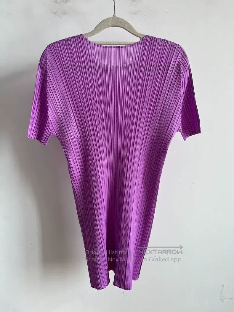 Issey Miyake Issey Miyake Purple Ruffled Short Sleeve Size L / US 10 / IT 46 - 2 Thumbnail