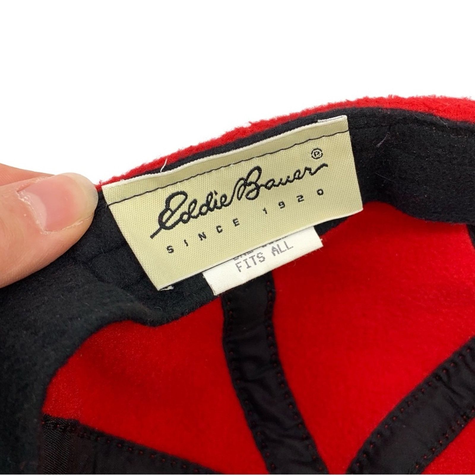 Eddie Bauer VTG EDDIE BAUER Fleece Cap Red Black Size ONE SIZE - 8 Thumbnail