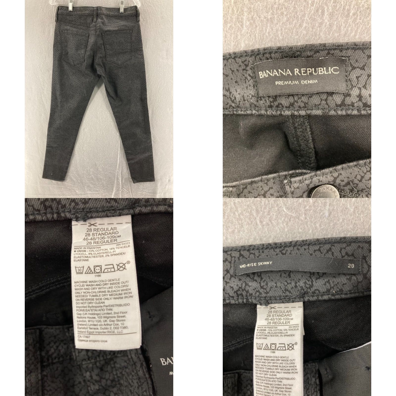 Banana Republic Banana Republic Jeans Womens 28 Mid Rise Skinny Black NWT Faux Snake Skin Jeans Size 28" / US 6 / IT 42 - 8 Thumbnail