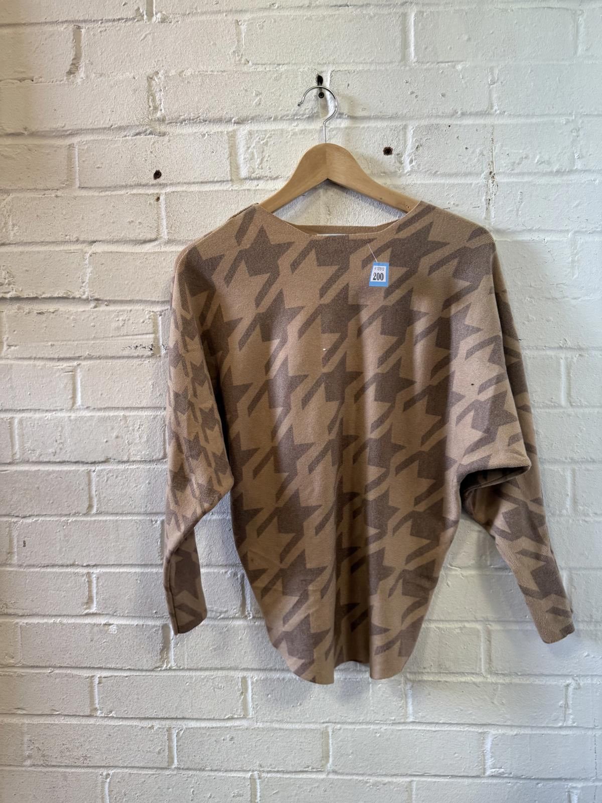 Designer Blue Vanilla Women's Sweater Size S/M Brown Houndstooth Knit Size XS / US 0-2 / IT 36-38 - 1 Thumbnail