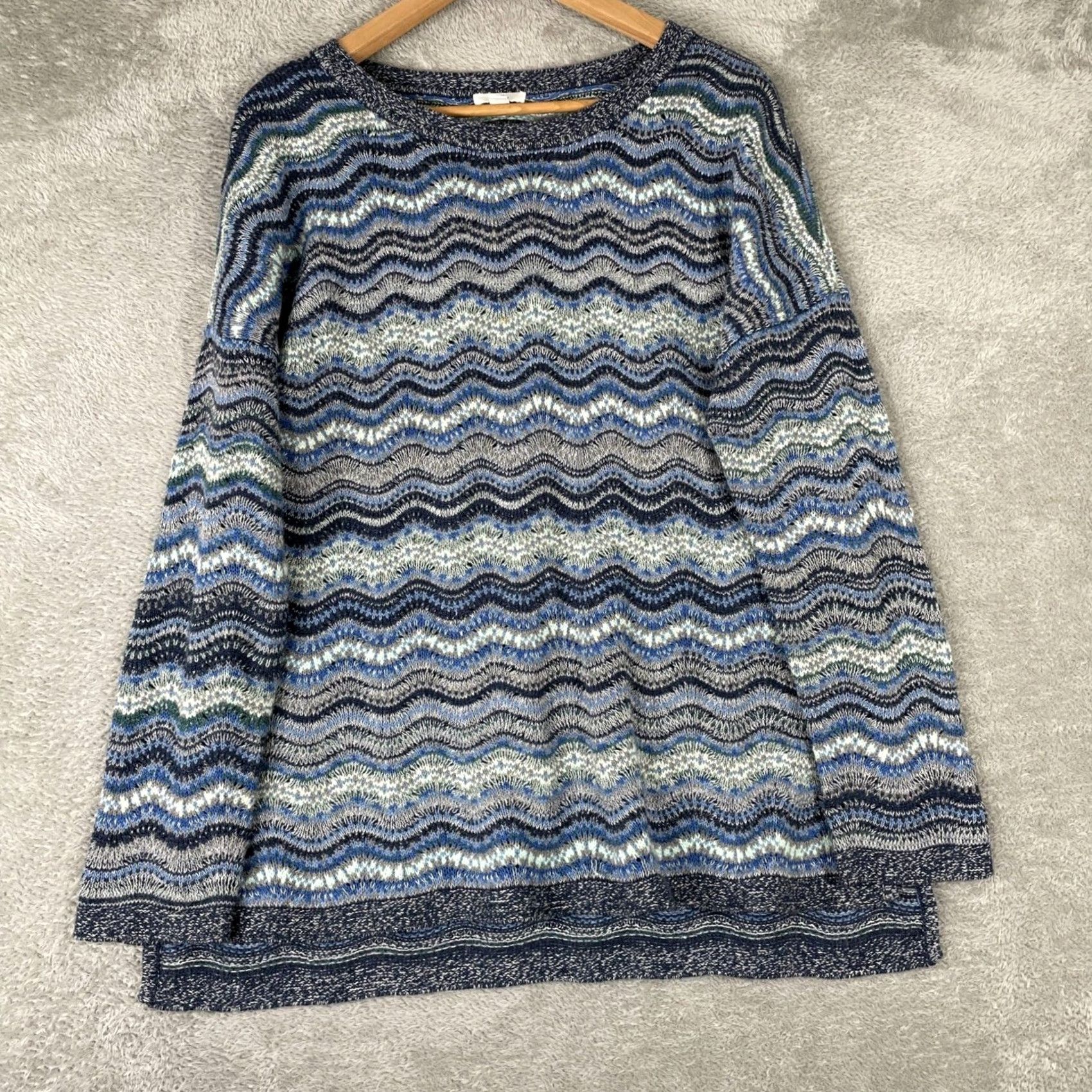 J. Jill J. Jill Sweater Womens Medium Blue Chevron Zig Zag Knit Long Sleeve Pullover Size M / US 6-8 / IT 42-44 - 2 Thumbnail