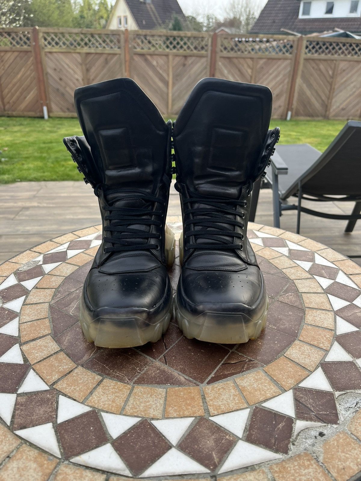 Pre-owned Rick Owens Tractor Dunk Boots In Black