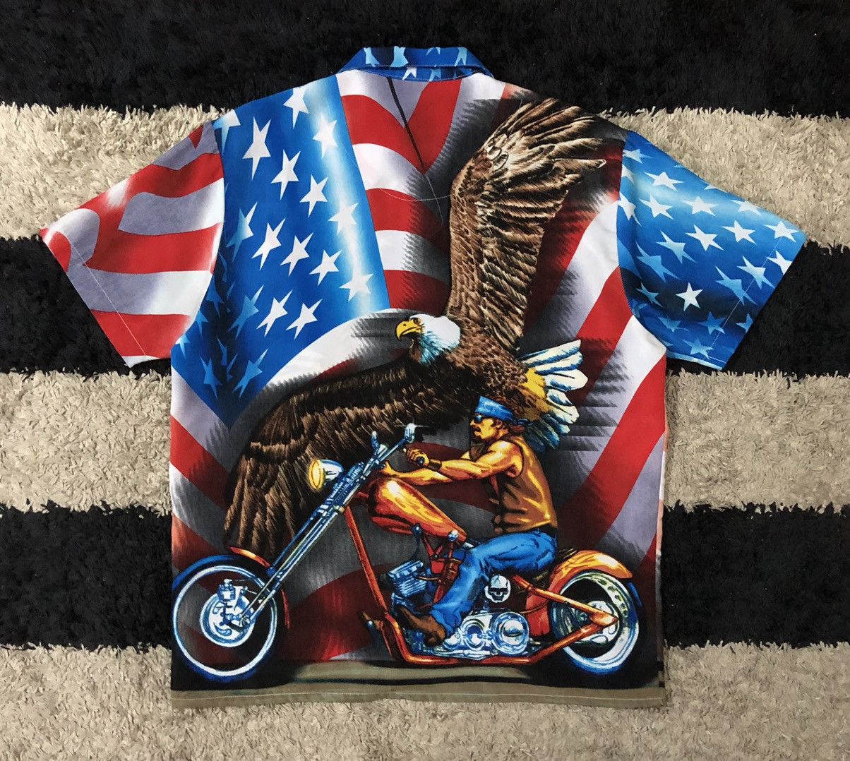 Japanese Brand Vintage Sapphire Lounge American Flag Eagle Motorcycle Biker Size US L / EU 52-54 / 3 - 5 Thumbnail