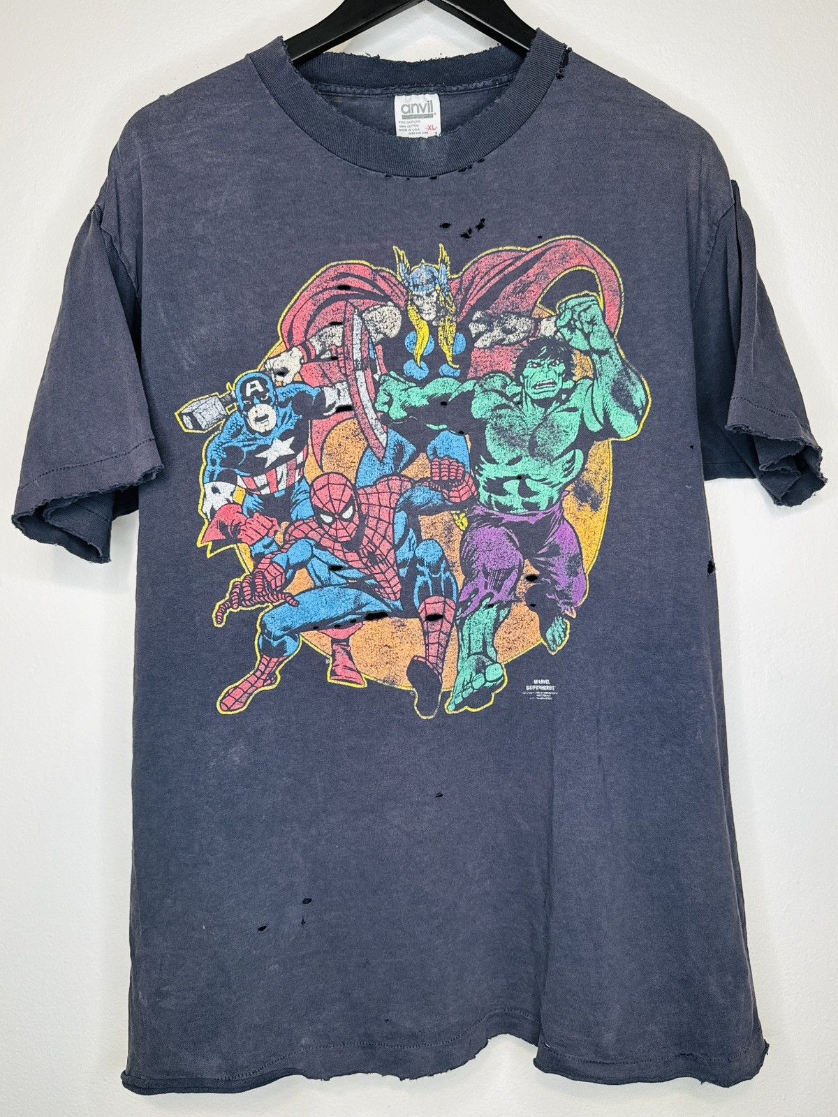 Marvel Comics Vintage 80s Marvel Super Heroes T Shirt Size XL THRASHED Size US XL / EU 56 / 4 - 1 Thumbnail