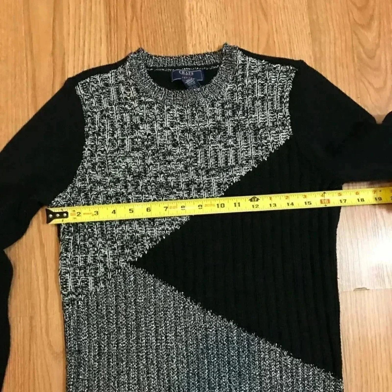 Chaps Chaps sz Petite M Black Colorblock Knit Top Sweater Pullover Size M / US 6-8 / IT 42-44 - 6 Thumbnail