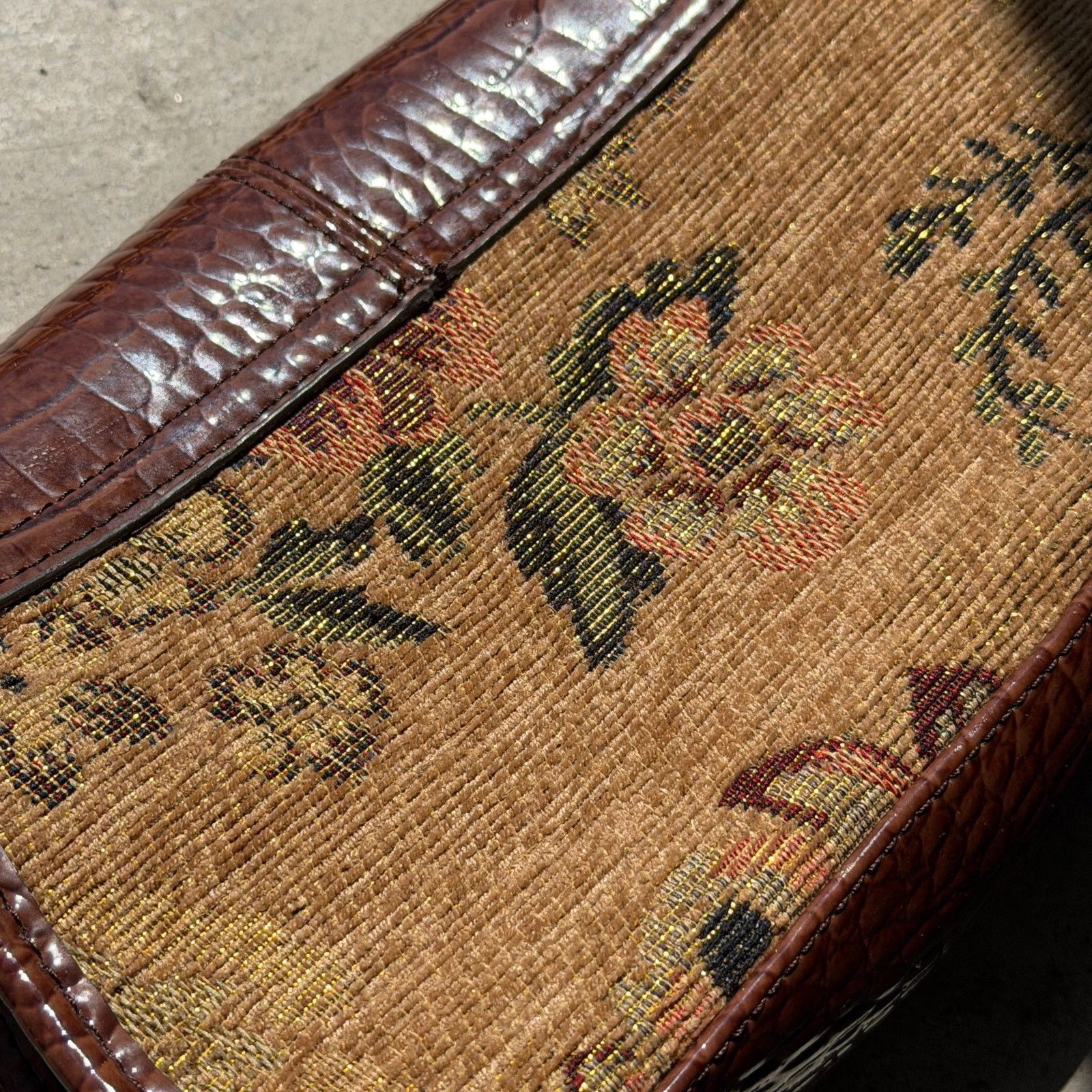 Liz Claiborne Vintage y2k Brown Faux Croc and Floral Tapestry Shoulder Bag Size ONE SIZE - 2 Thumbnail