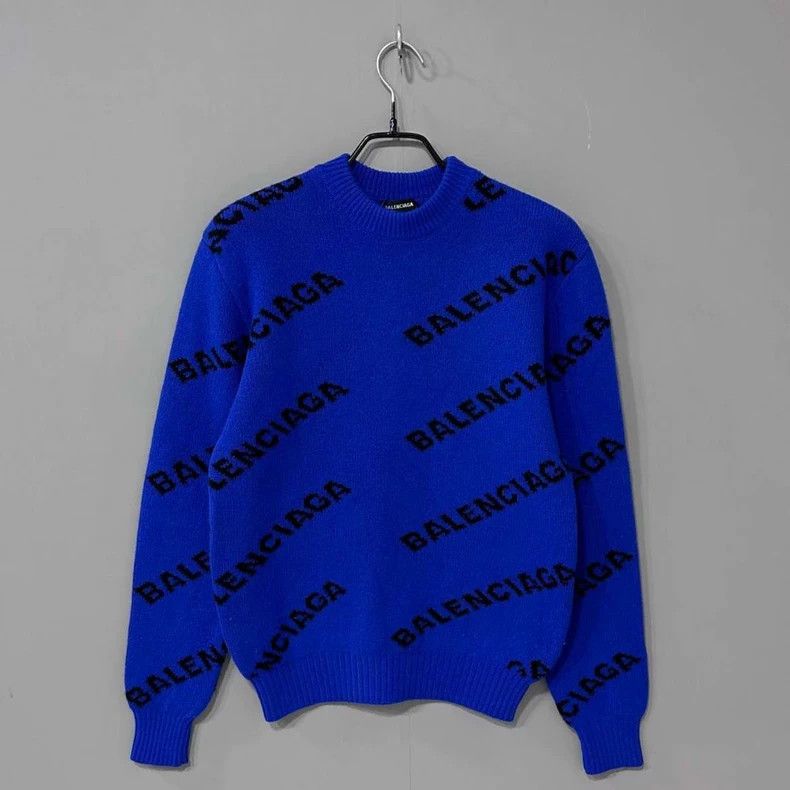 Balenciaga Balenciaga Blue Logo Knit Sweater - dmc Size US XS / EU 42 / 0 - 1 Thumbnail