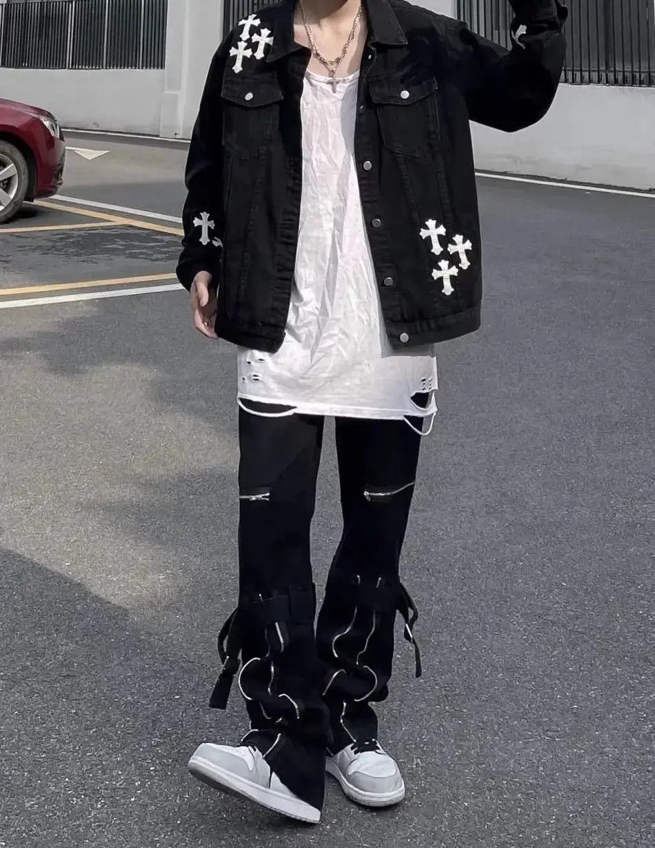 Japanese Brand Hip Hop Personalized Zipper Micro Horn Jeans Size US 30 / EU 46 - 2 Thumbnail