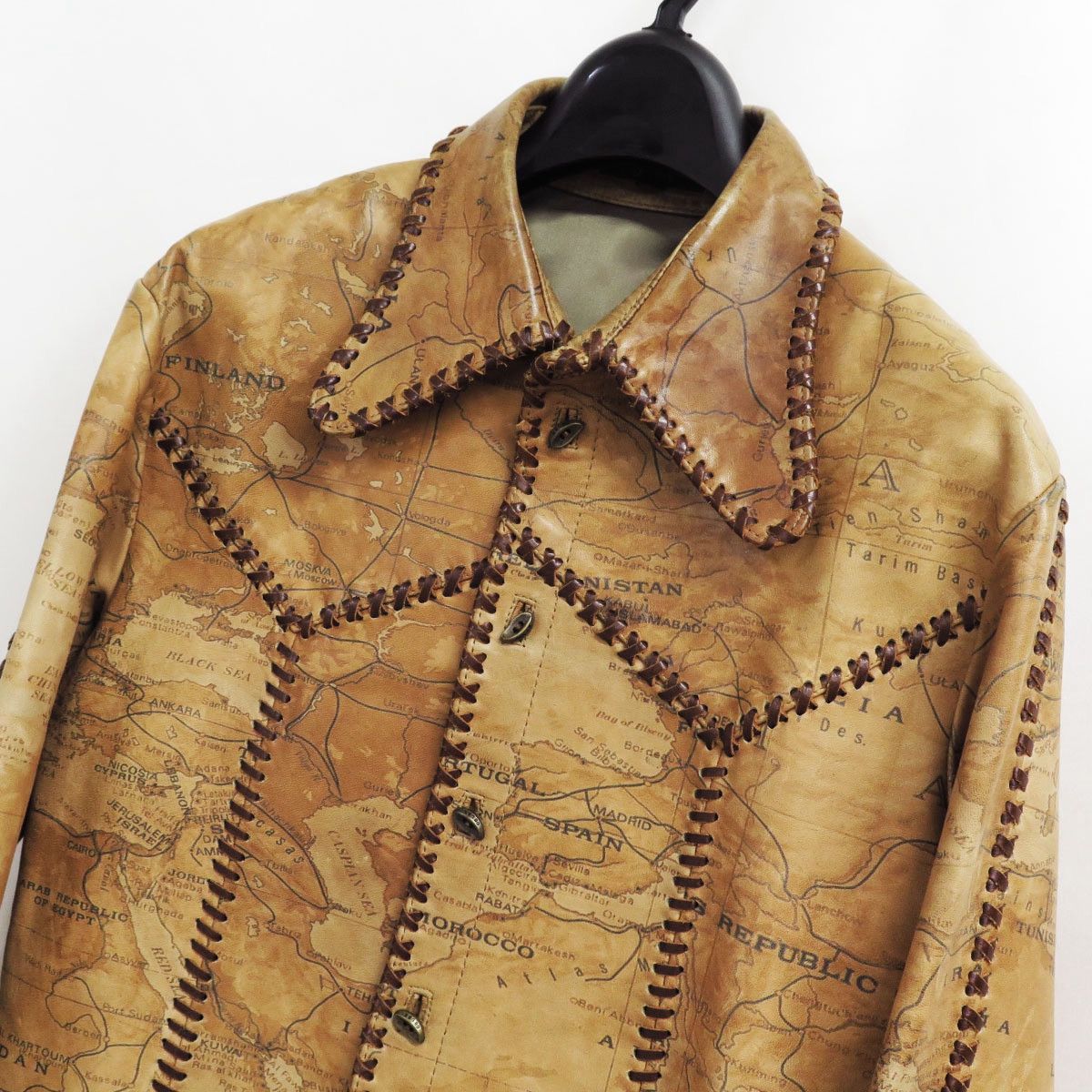 Obelisk Obelisk Ultra Rare Old Map Lamb Leather shirt jacket Size US S / EU 44-46 / 1 - 3 Thumbnail