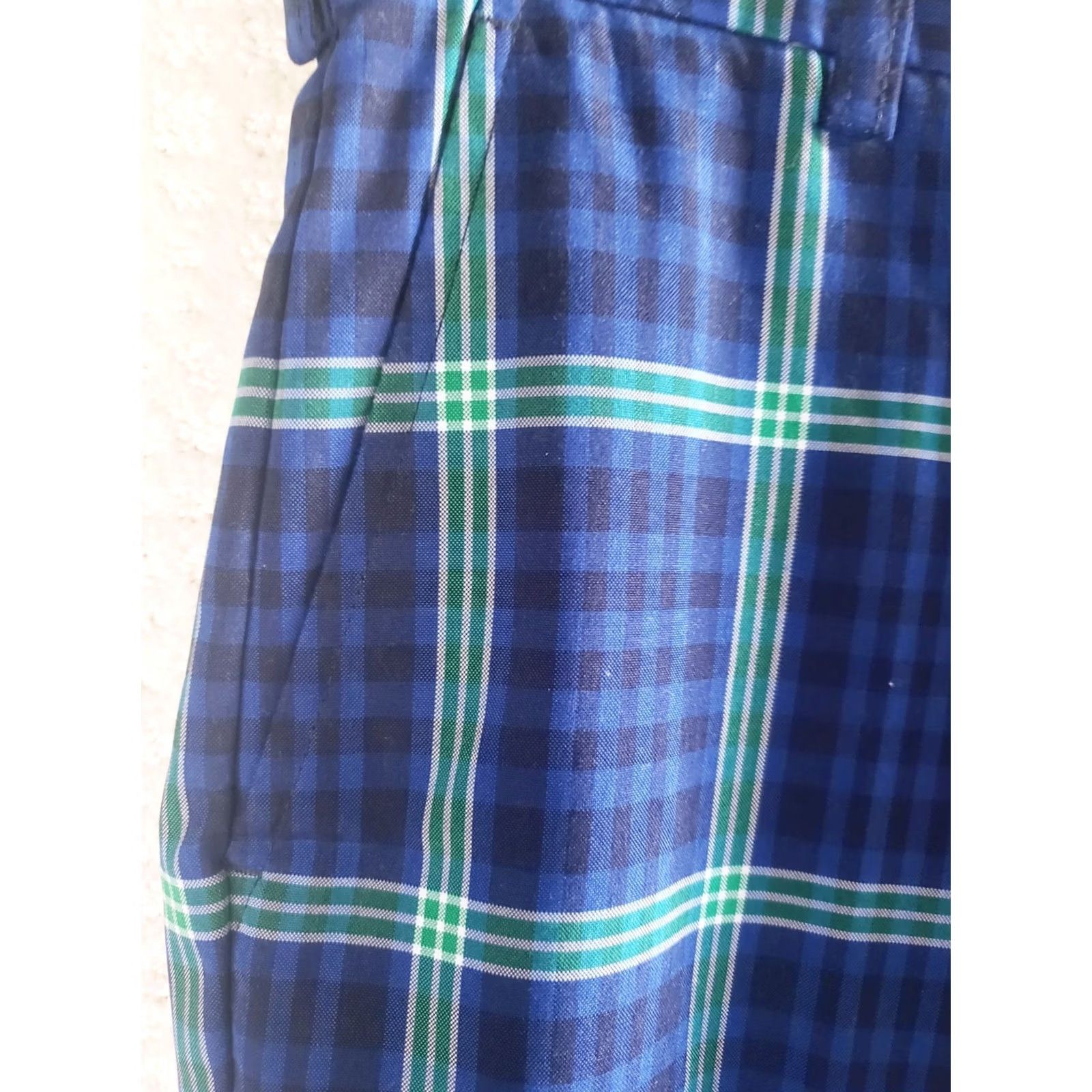 Izod Izod Golf Pants Mens 32x30 Blue Green Plaid Stretch Polyester Spandex Slimming Moisture Wicking Zip Slash Pockets Casual, Travel, Wedding, Golf Size US 32 / EU 48 - 7 Thumbnail