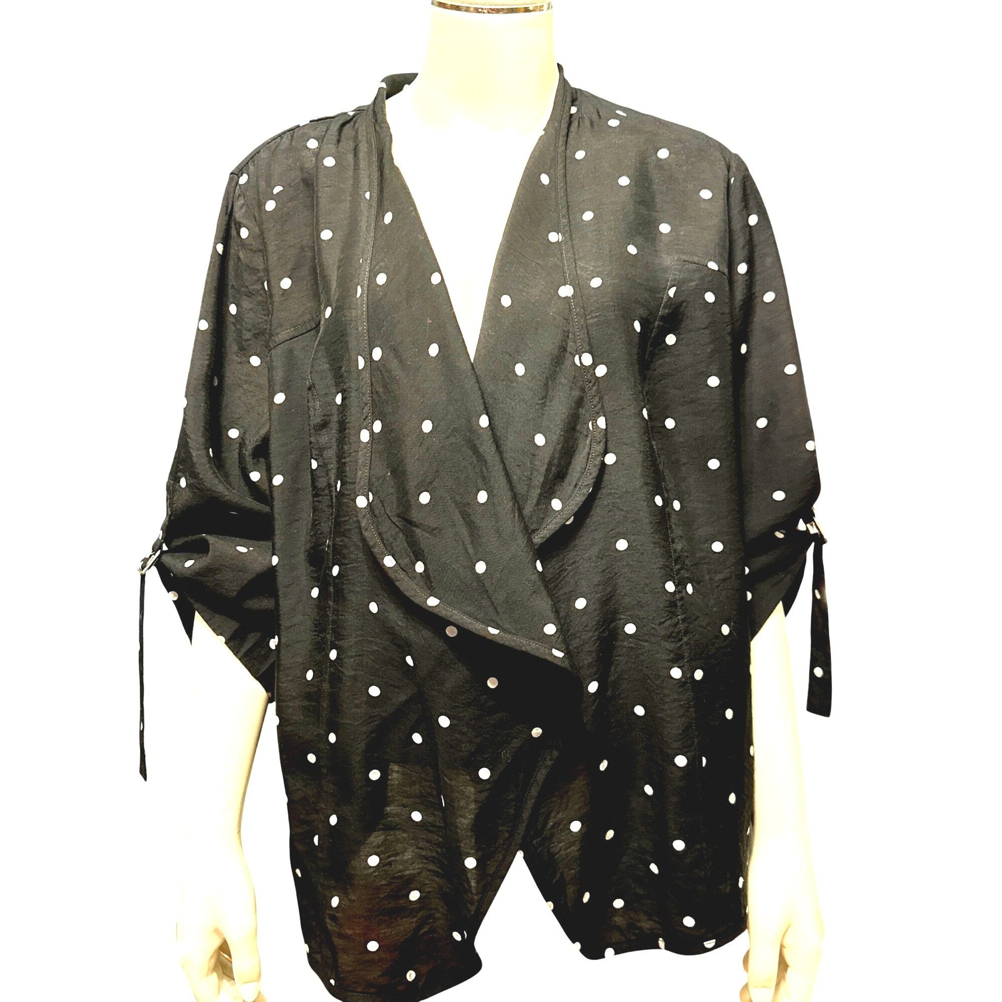 Chicos Chicos Black Polka Dot Cardigan Lightweight Open Front Blous Size L / US 10 / IT 46 - 1 Thumbnail