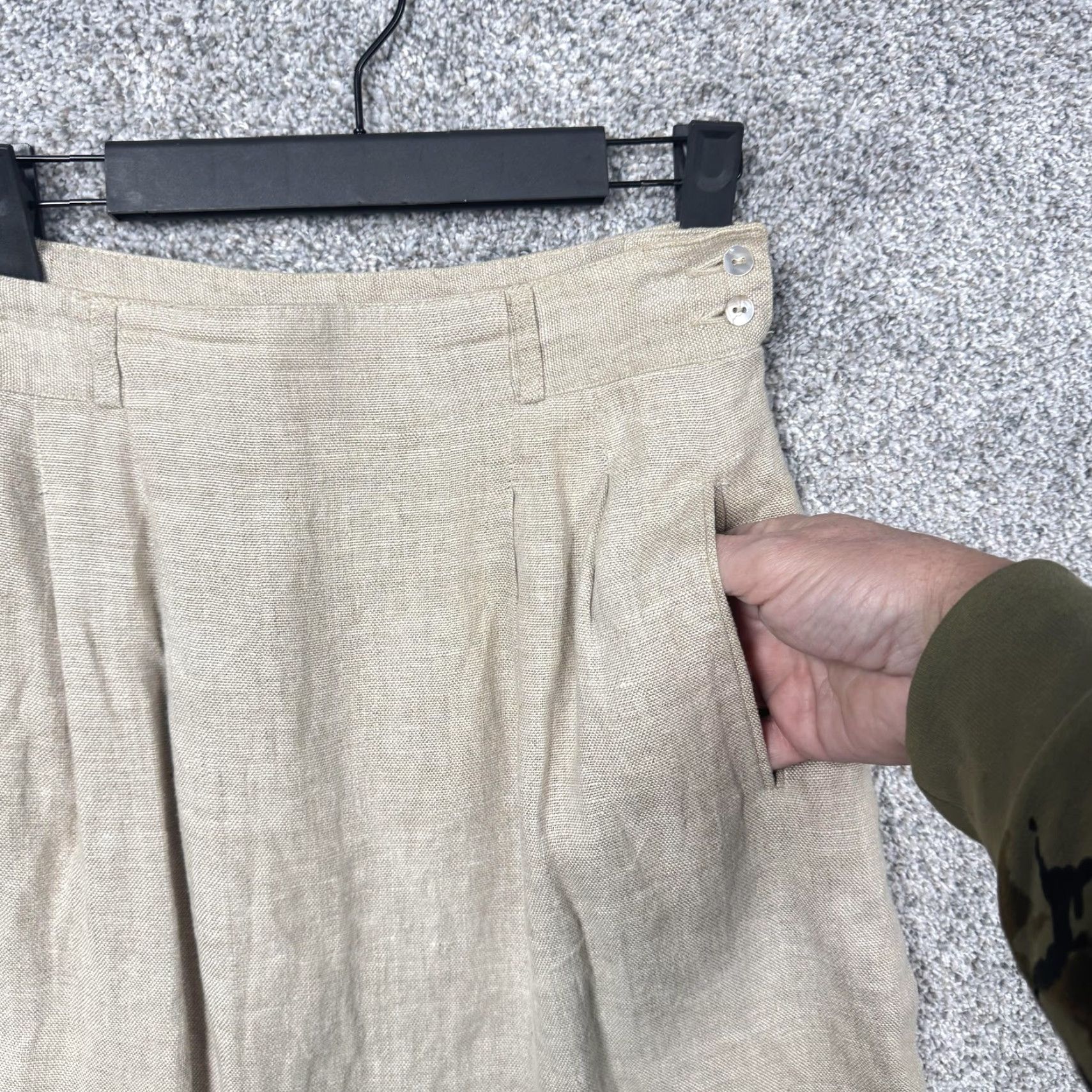 Liz Claiborne VINTAGE Liz Claiborne Skirt Womens 10 Beige Linen Lined Pockets Office Chic Classic Knee Length Size 32" / US 10 / IT 46 - 5 Thumbnail