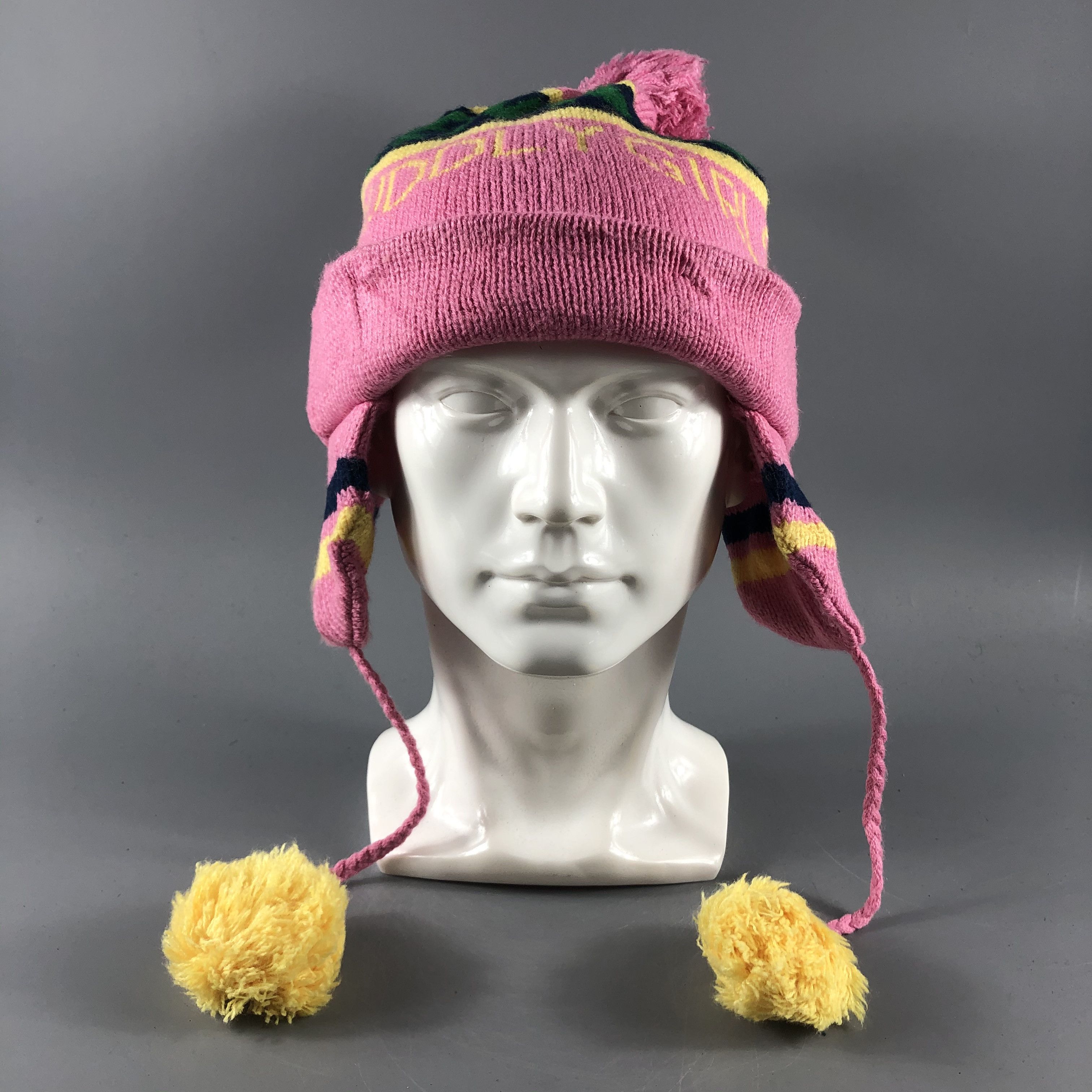 image of Vintage Sister Jenni Hats Earflap Beanie Pink Snow Hat B1009, Men's