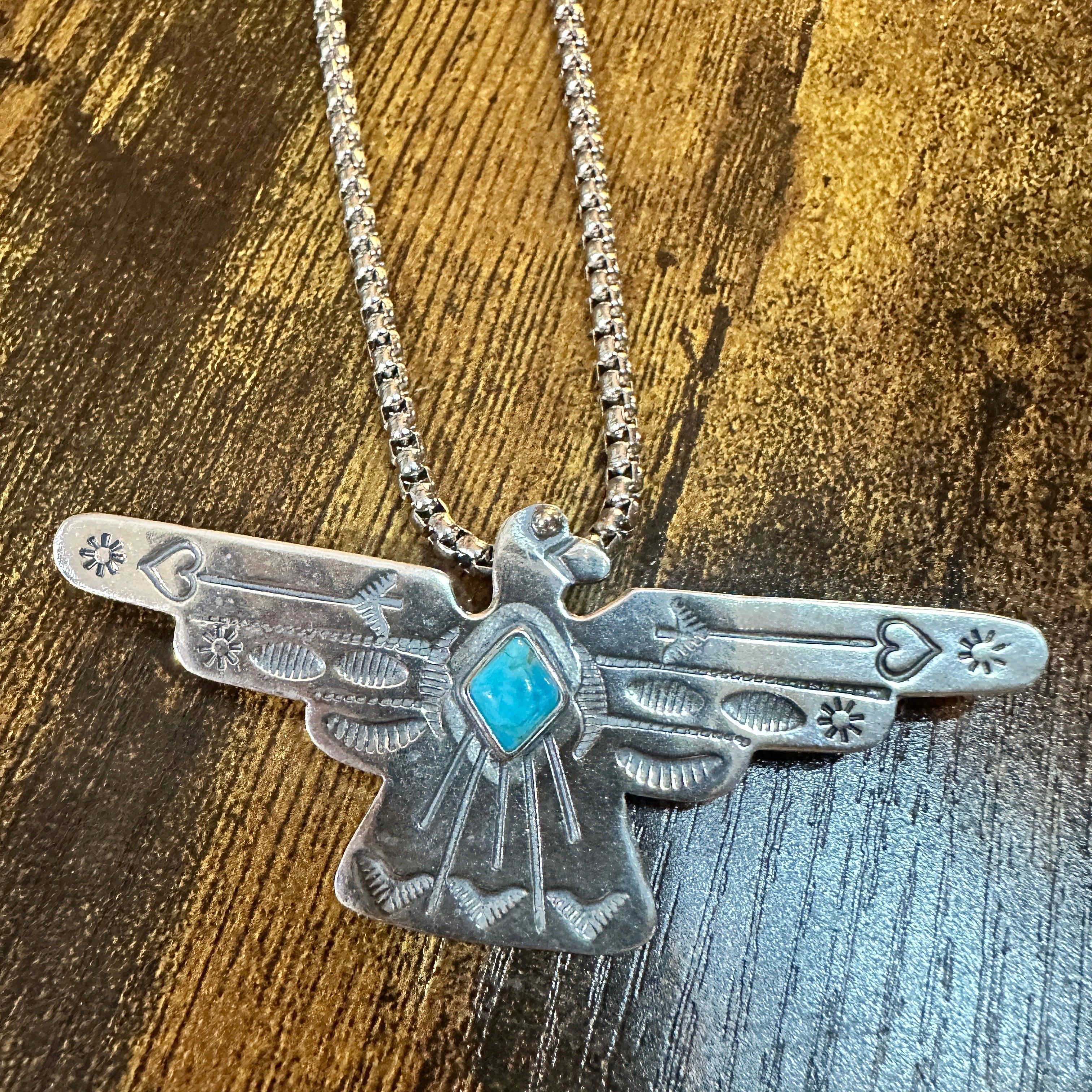 Other Native American Handcrafted Thunderbird Turquoise and Silver Size ONE SIZE - 6 Thumbnail