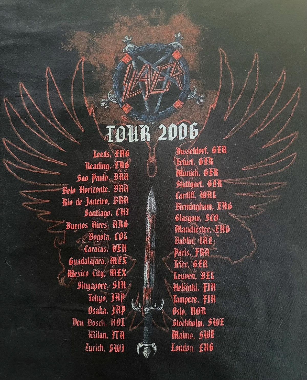 Band Tees Vintage 2006 Slayer Tour Short Sleeve T-Shirt Size US XL / EU 56 / 4 - 5 Thumbnail