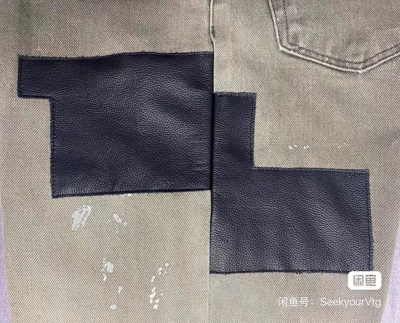 Helmut Lang HELMUT LANG Brown mud dyed ink splashed leather jeans Size US 31 - 5 Thumbnail