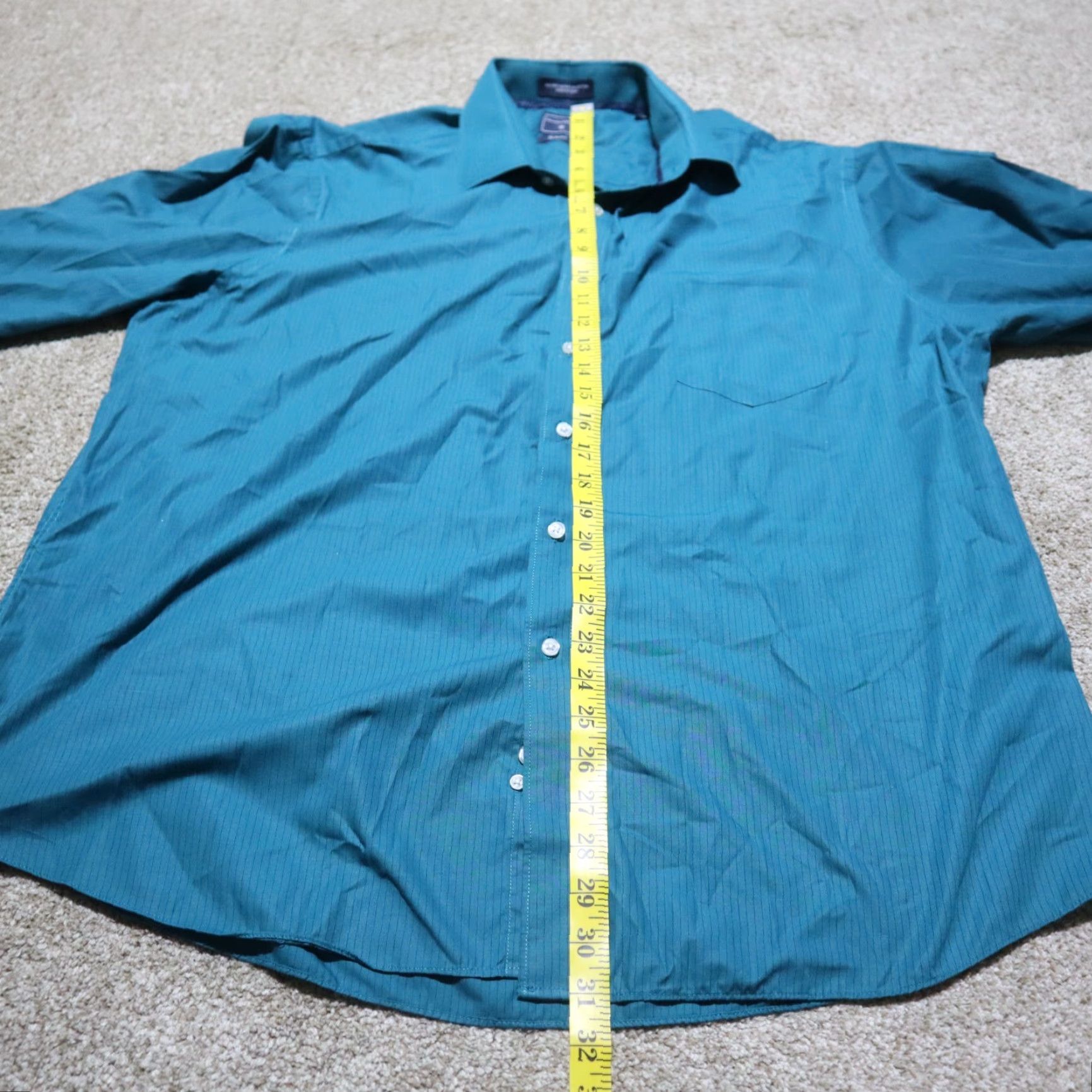 AQUA Saddlebred Shirt Button-Up Long Sleeve Tailored Fit Marlin Print Blue Aqua 18 35 Men’s Vintage No Gender Mens Size US XXL / EU 58 / 5 - 7 Thumbnail
