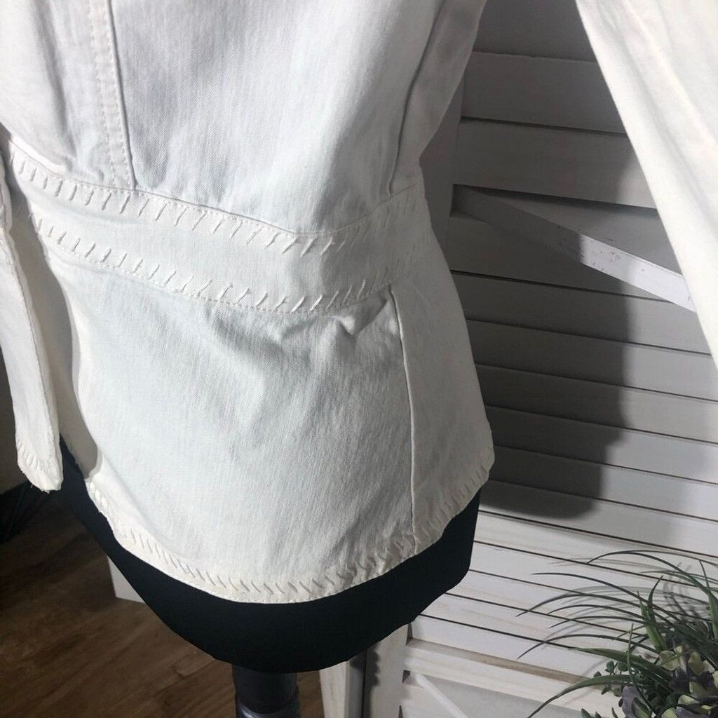 Vintage Apostrophe Embroidered Blazer Button Front Cream Off White 2 Size XS / US 0-2 / IT 36-38 - 12 Thumbnail