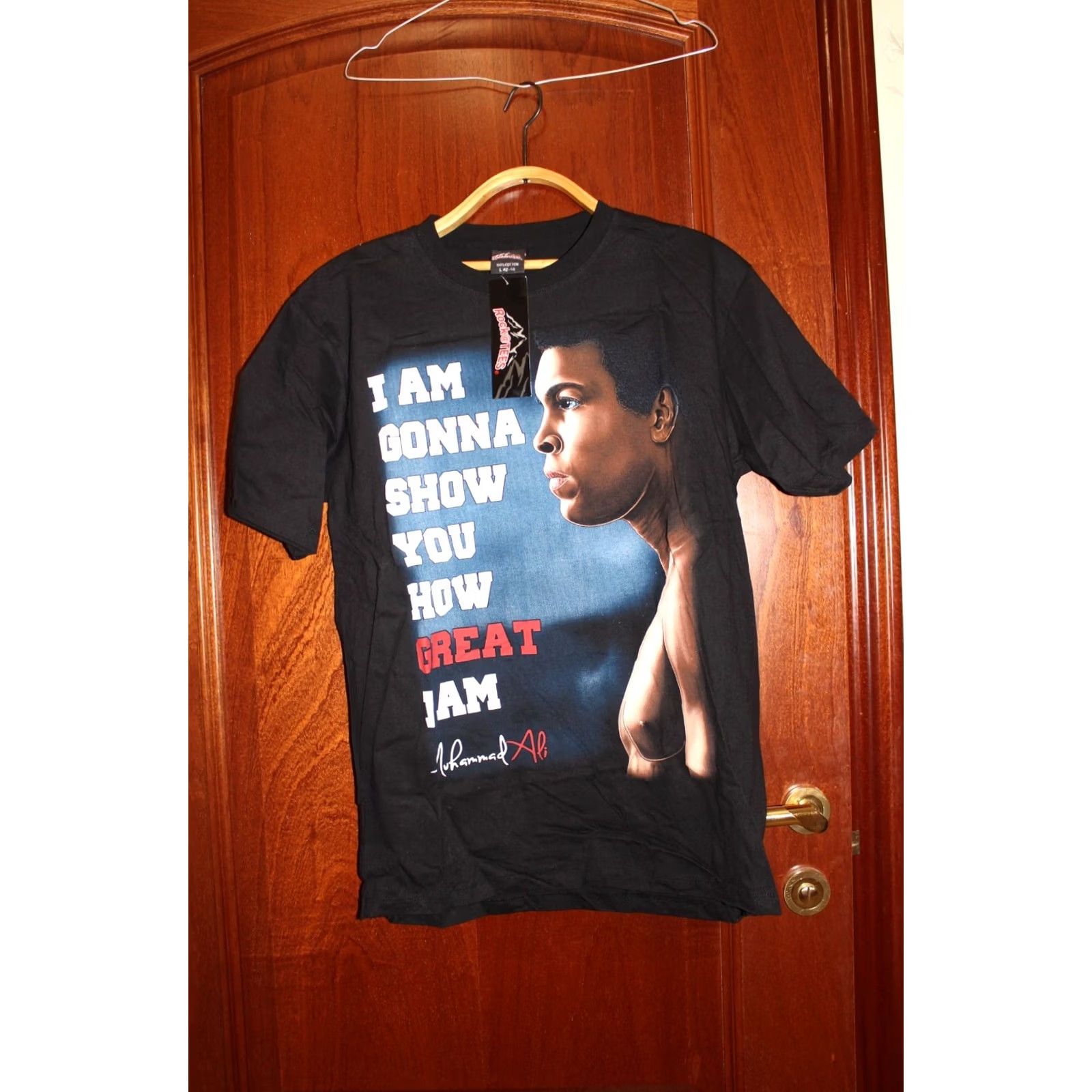 B Sides VINTAGE Muhammad Ali T-Shirt Men L Black 1990s Two Sides Printed with Tags Shirt Mens Size US L / EU 52-54 / 3 - 2 Thumbnail