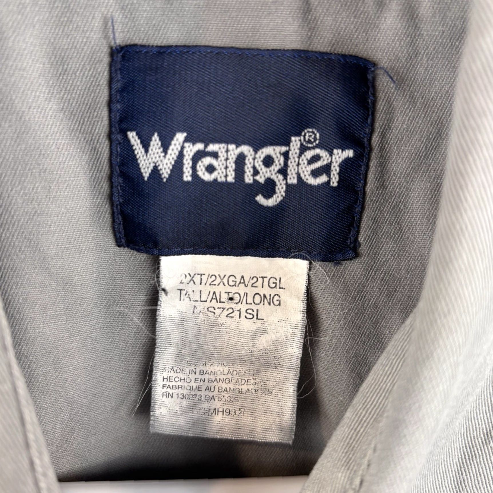 Wrangler Wrangler Shirt Mens 2XLT Gray Brushpopper Western Pearl Snap Cowboy Rodeo Size US XXL / EU 58 / 5 - 3 Thumbnail