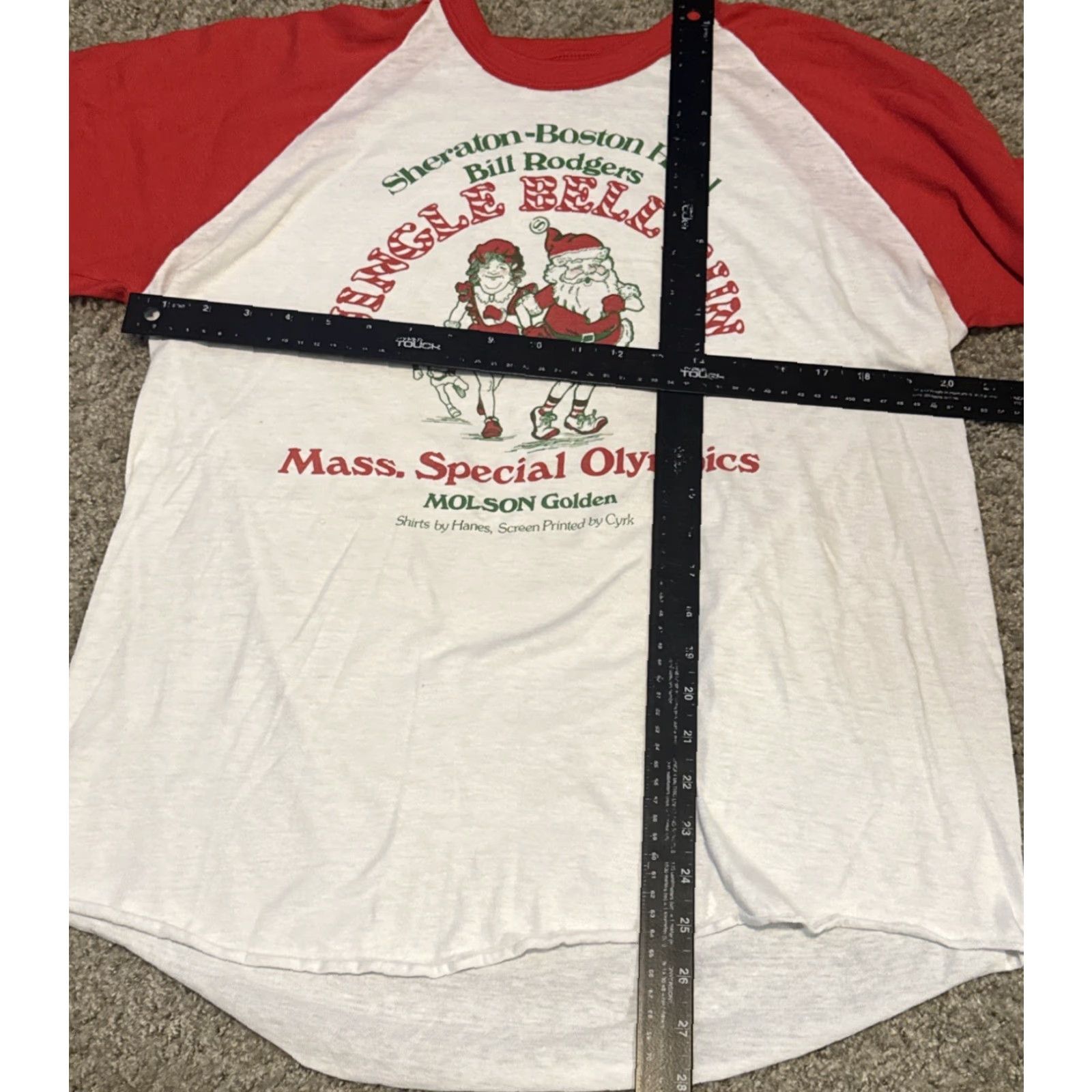 Hanes VINTAGE Boston Jingle Bell Run 5K Marathon Raglan T-Shirt Men Red XL Christmas Hanes Bell Character Size US L / EU 52-54 / 3 - 5 Thumbnail