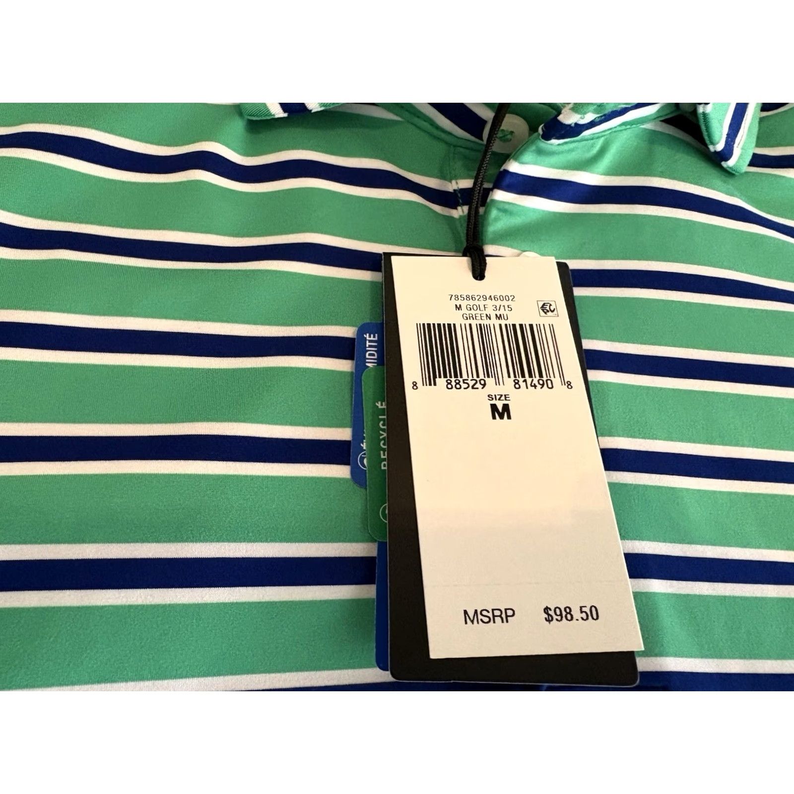 RLX Ralph Lauren RLX Ralph Lauren Green Striped Polo Shirt Mens M NWT Size US M / EU 48-50 / 2 - 3 Thumbnail