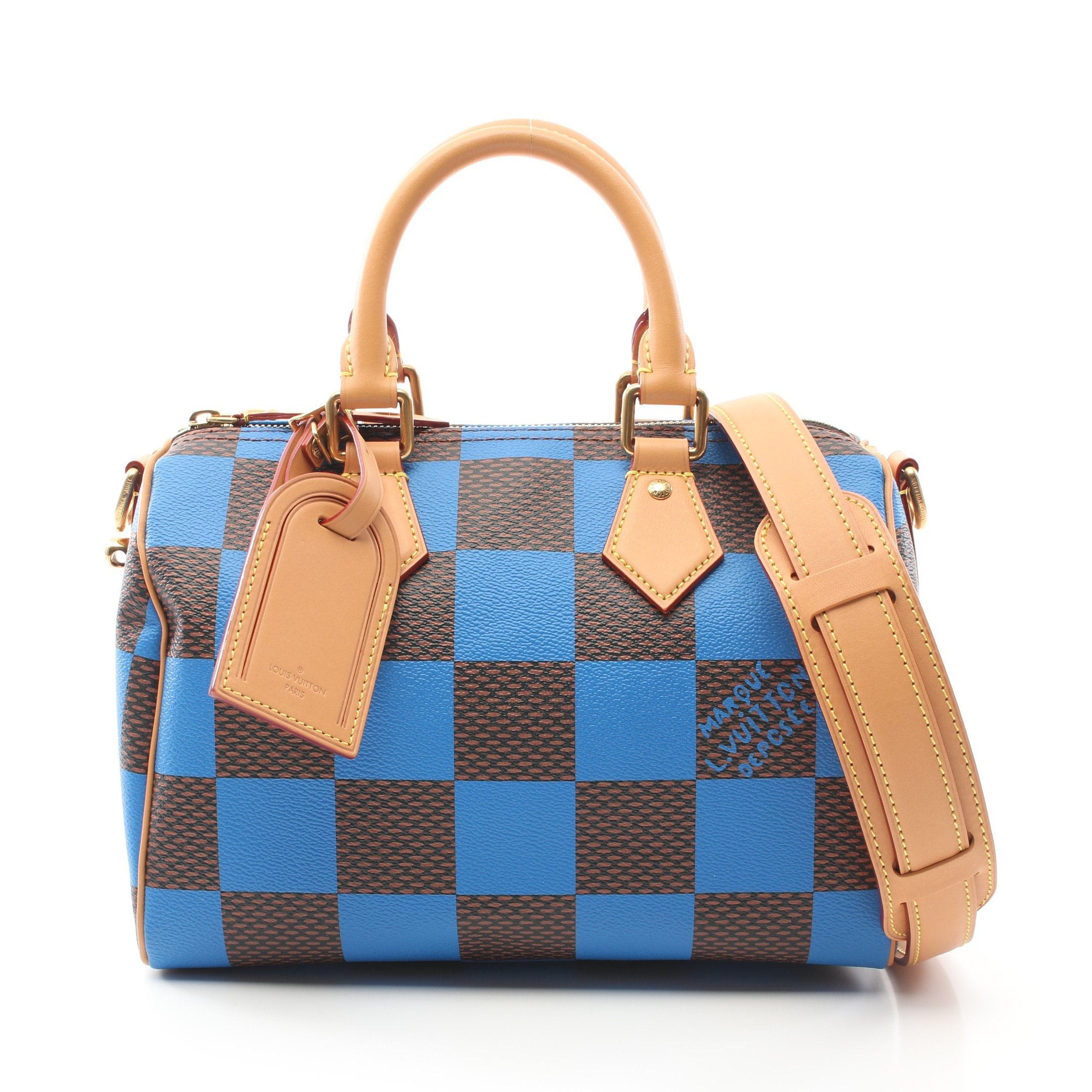 Louis Vuitton Louis Vuitton Speedy 25 Damier Pop Handbag Leather Blue Brown Size ONE SIZE - 1 Thumbnail