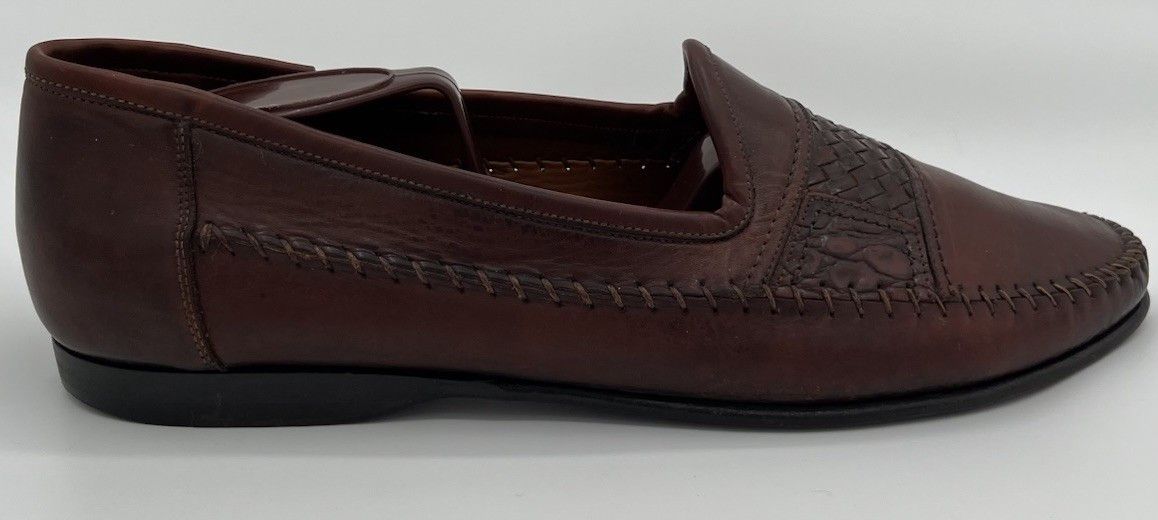 Santoni Santoni Italy Handwoven Brown Leather Penny Loafers Size 9D Size US 9 / EU 42 - 4 Thumbnail