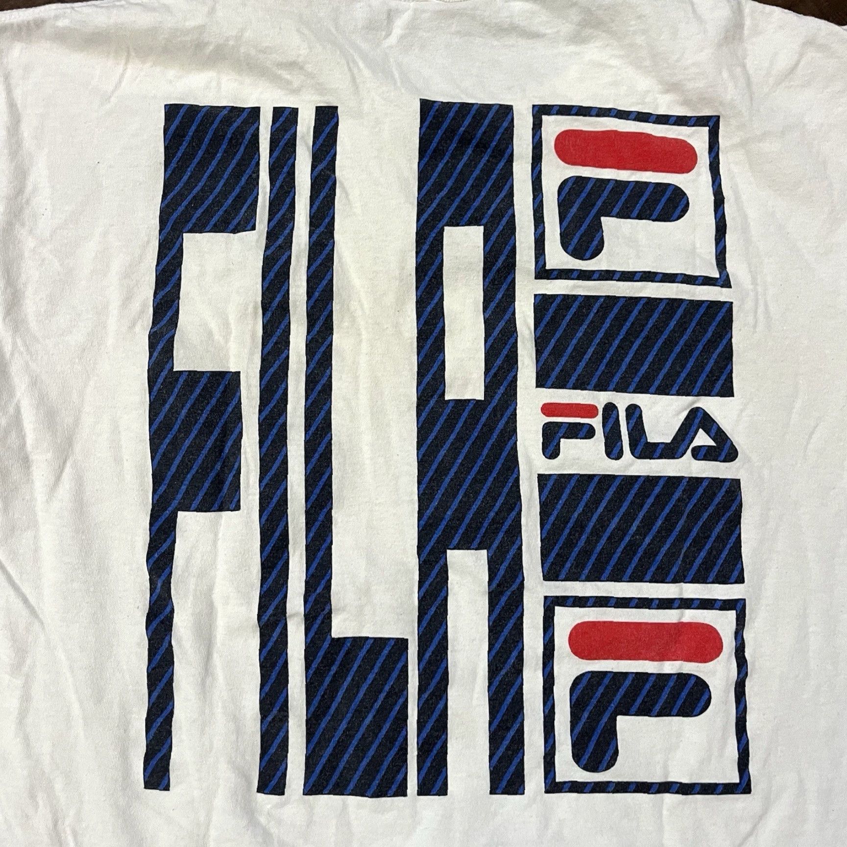 Fila VINTAGE FILA T Shirt Men's Large White 90s Tennis Cotton Double Sided Made in USA Size US L / EU 52-54 / 3 - 2 Thumbnail