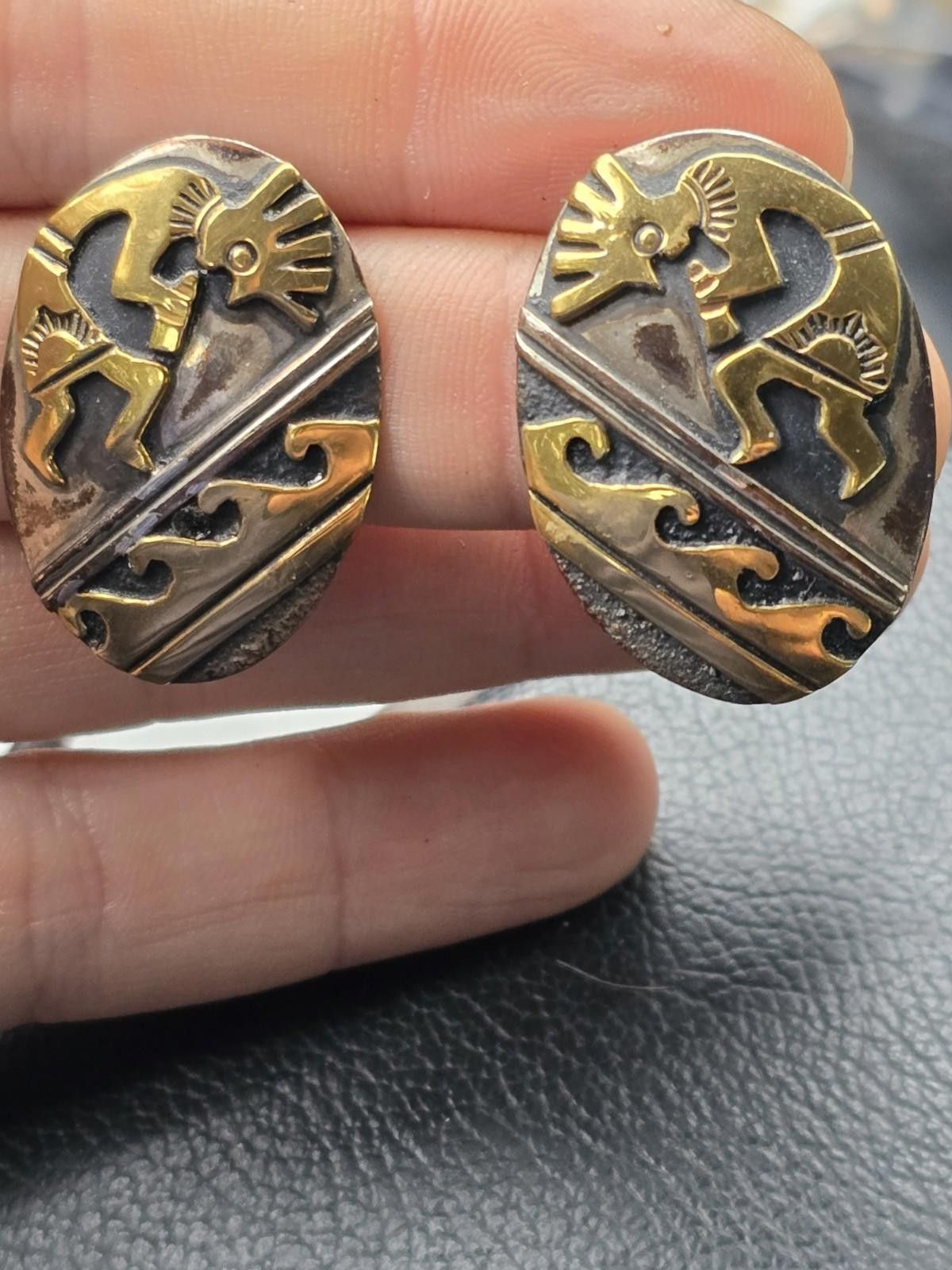 Other Tommy Singer Gold Fill & Silver Figural Earrings Hopi/Navajo Size ONE SIZE - 1 Thumbnail