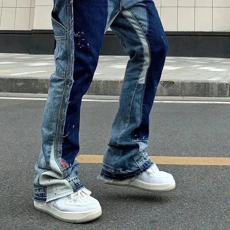 Japanese Brand Paint Splatter Stacked Denim Jeans y2k retro Size US 32 / EU 48 - 2 Thumbnail