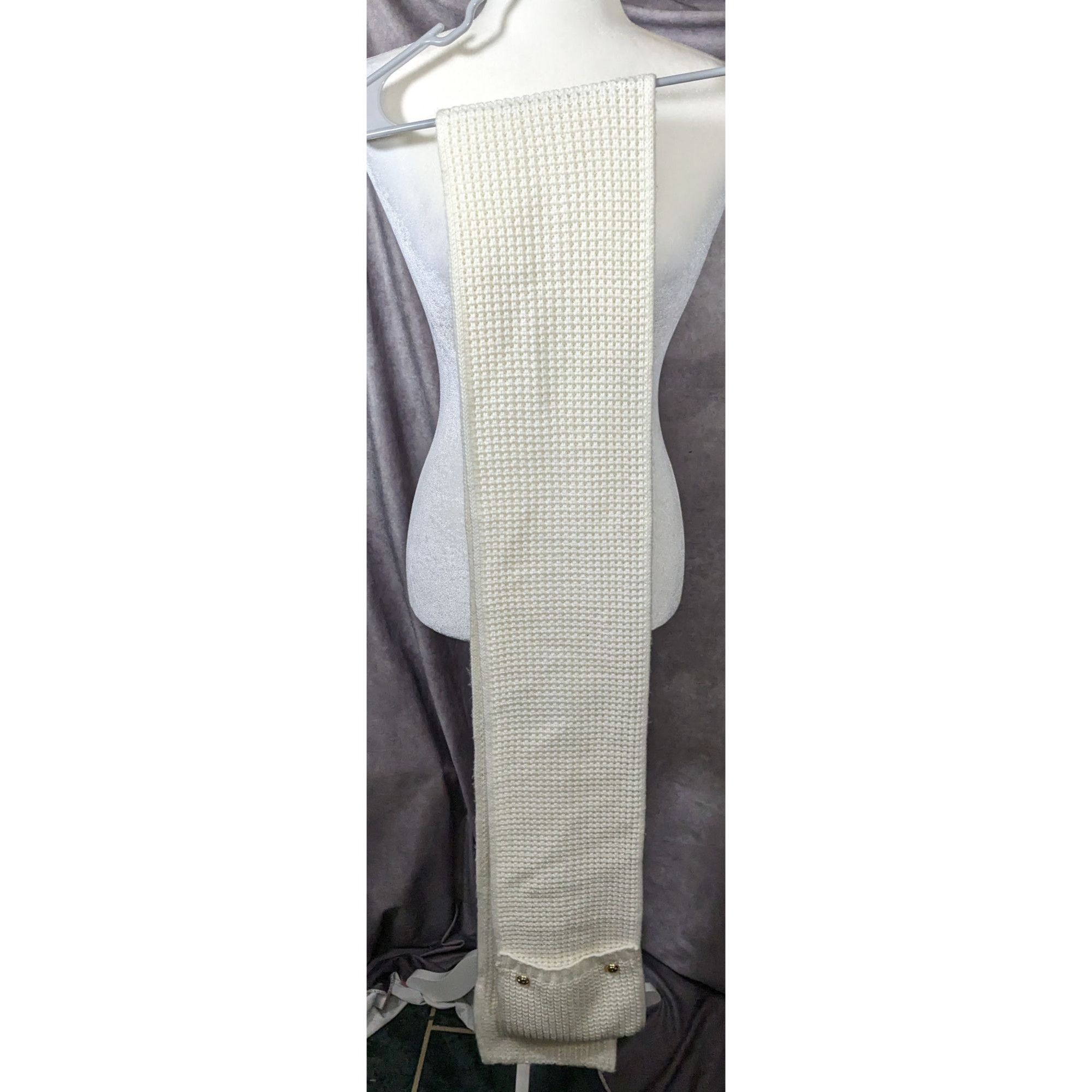 Michael Kors Michael Kors Cream Knit Rectangle Scarf With Pockets Size ONE SIZE - 8 Thumbnail
