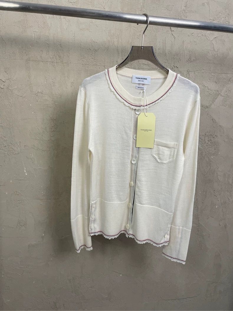Thom Browne Thom Browne Show off-white summer series thin wool cardigan Size M / US 6-8 / IT 42-44 - 1 Thumbnail
