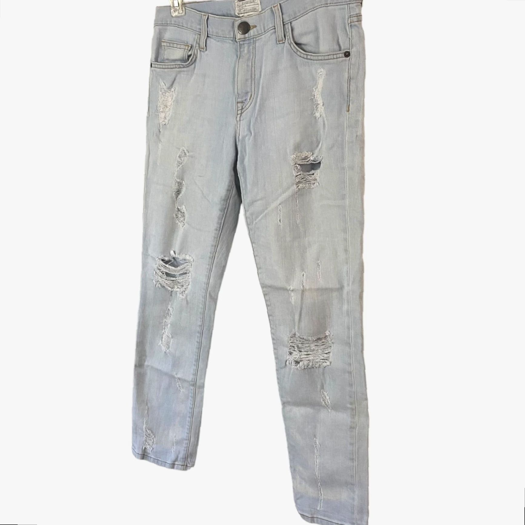 Vintage Current/Elliot The Fling Straight Leg Jeans Distressed Light Denim Women Size 26 Blue Cotton Blend Stretch 5-Pocket Jeans Womens Size 26" / US 2 / IT 38 - 2 Thumbnail
