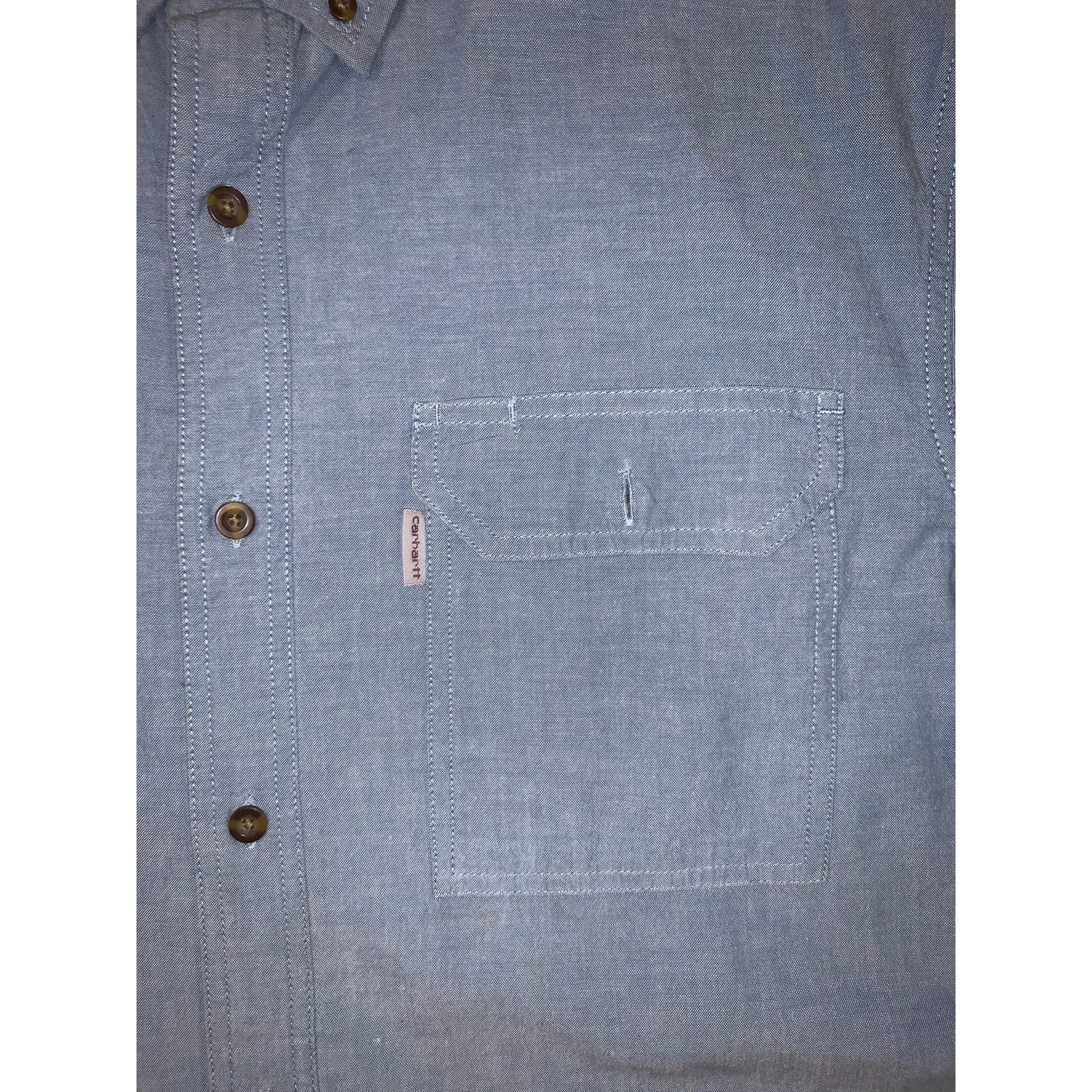 Carhartt Carhartt Light Blue Work Shirt Short Sleeve Relaxed Fit Size US XL / EU 56 / 4 - 3 Thumbnail