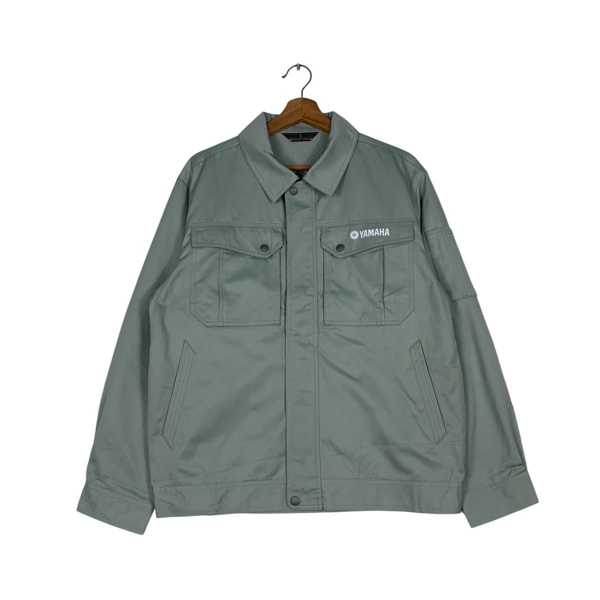 Japanese Brand YAMAHA Work Uniform Jacket Light Green #1261-C57 Size US L / EU 52-54 / 3 - 3 Thumbnail
