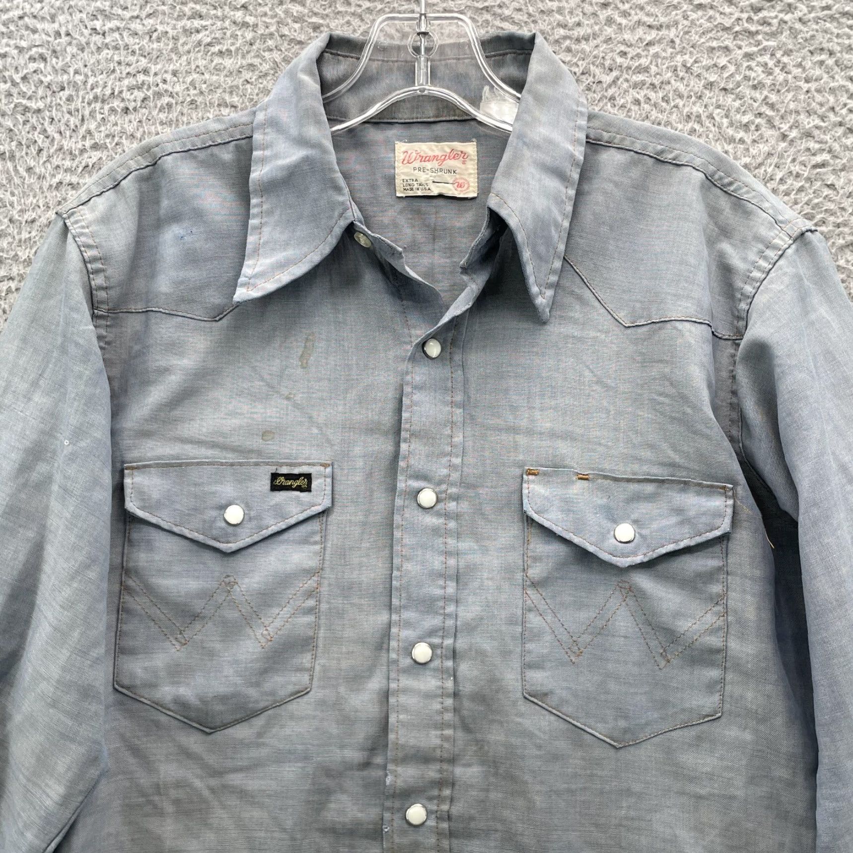 Wrangler VINTAGE Wrangler X-Long Tails Shirt Men's Large Workwear Cowboy Western Made USA Shirt XL Gray Nike? Size US XL / EU 56 / 4 - 2 Thumbnail