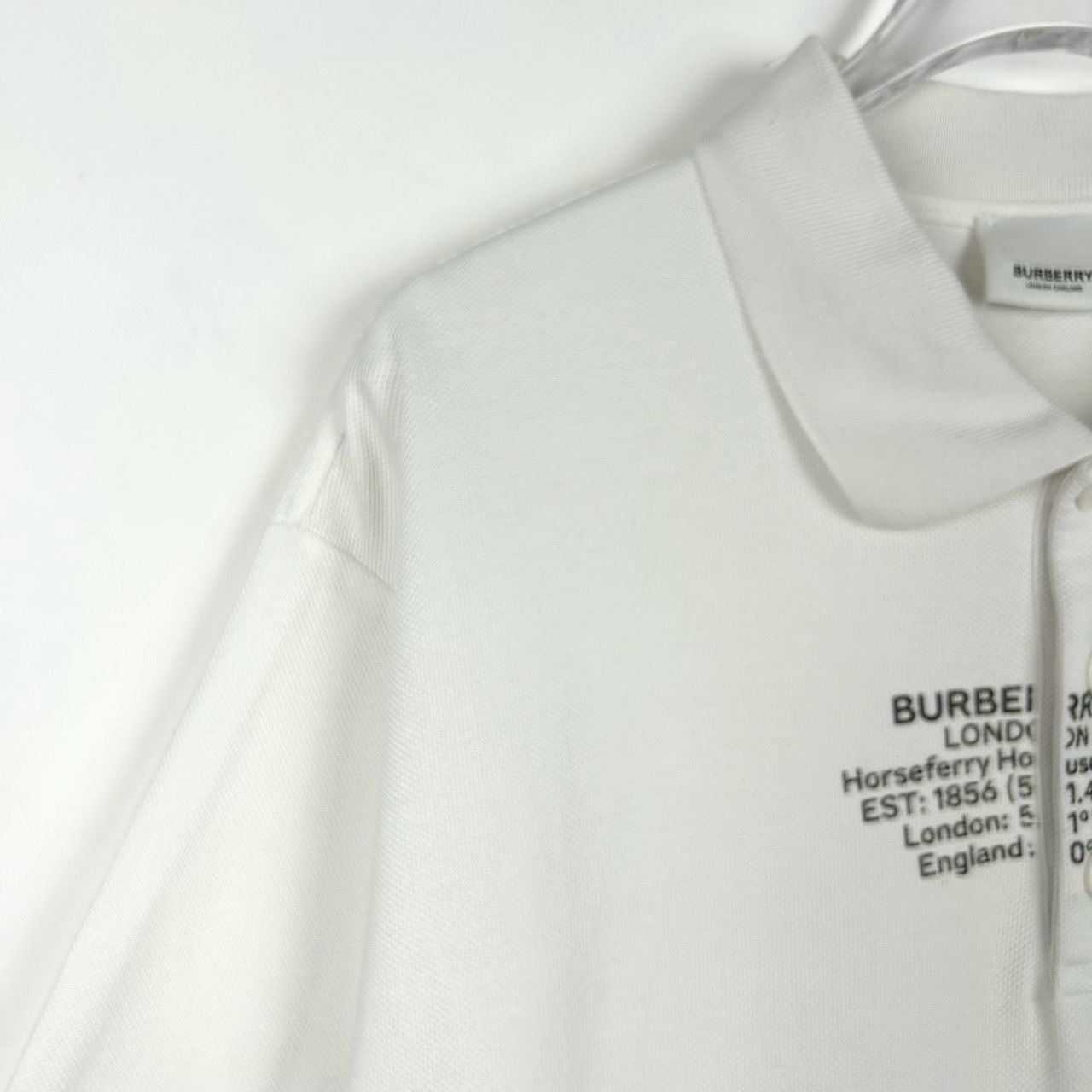 Burberry Burberry White Polo Shirt With Embroidered Coordinates Desig Size US XL / EU 56 / 4 - 3 Thumbnail