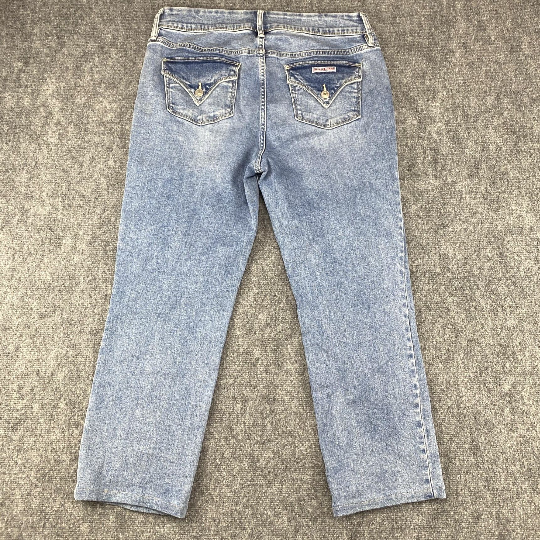 Hudson Hudson Jeans Womens 12 Light Wash Blue Straight Leg Stretch Denim Flap Pockets Size 34" / US 12 / IT 48 - 4 Thumbnail