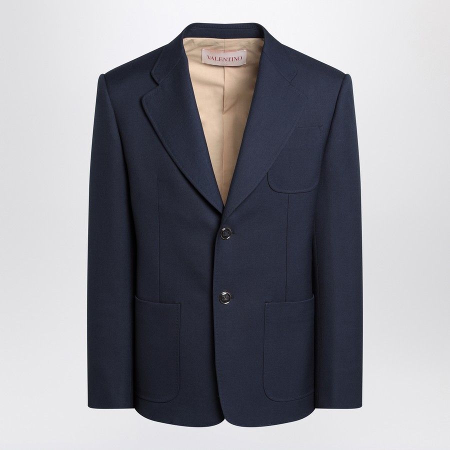 o1d2blof1025 Single-breasted Wool Jacket in Blue