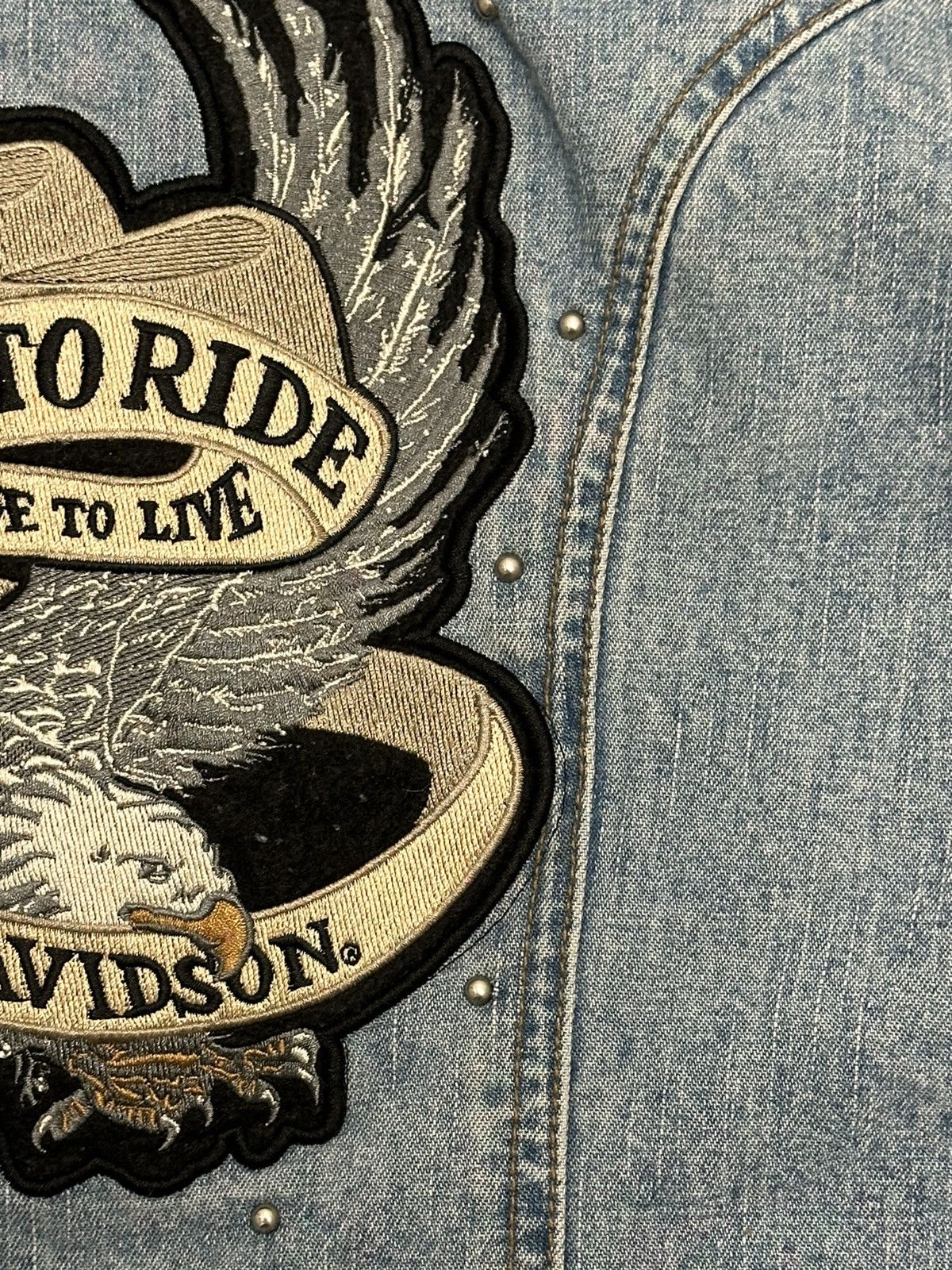 Harley Davidson Harley Davidson Live To Ride Ride To Live Eagle Denim Jacket Size S / US 4 / IT 40 - 6 Thumbnail