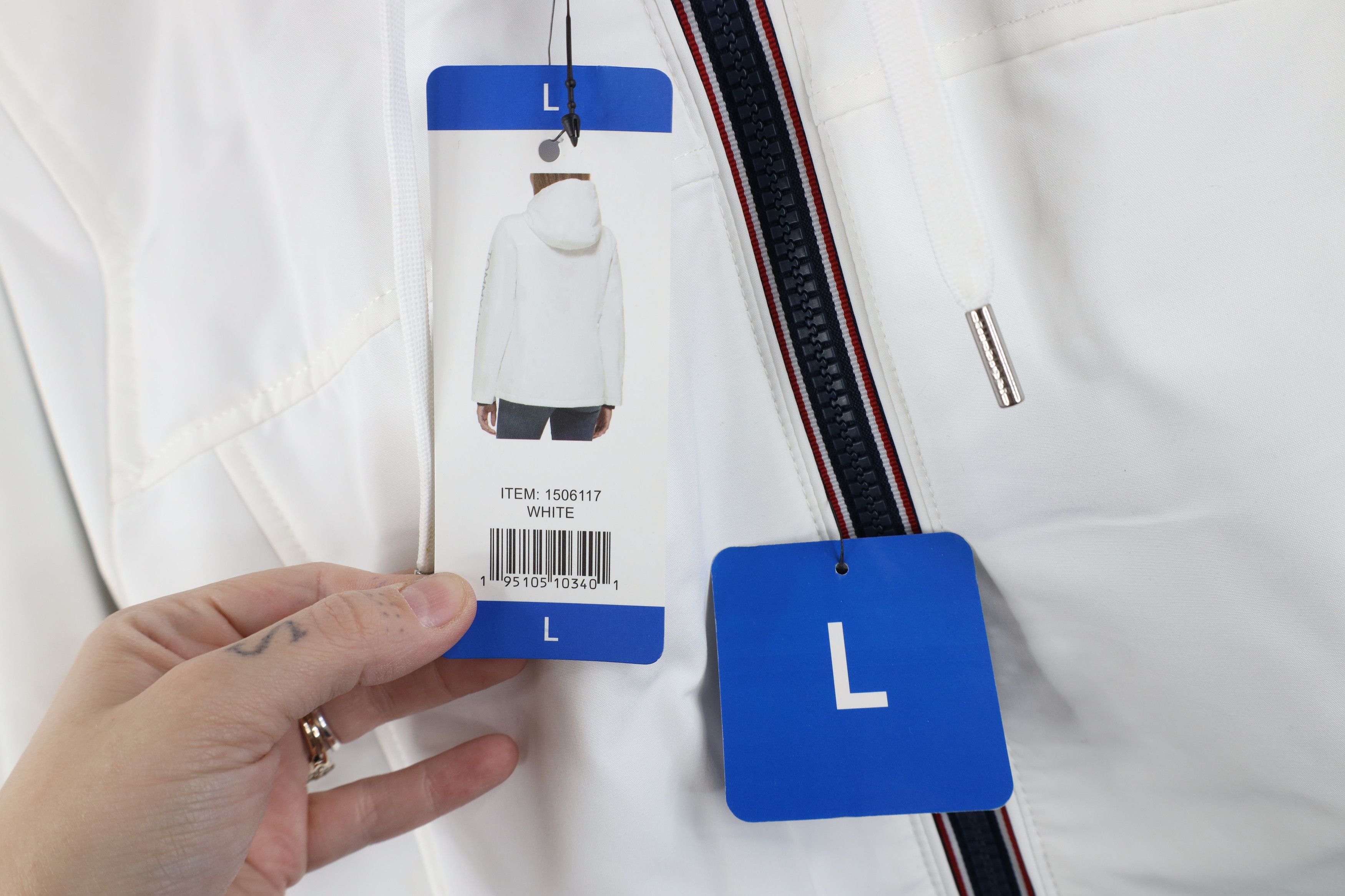 Tommy Hilfiger New Tommy Hilfiger Fleece Lined Full Zip Hooded Jacket White Size L / US 10 / IT 46 - 6 Thumbnail