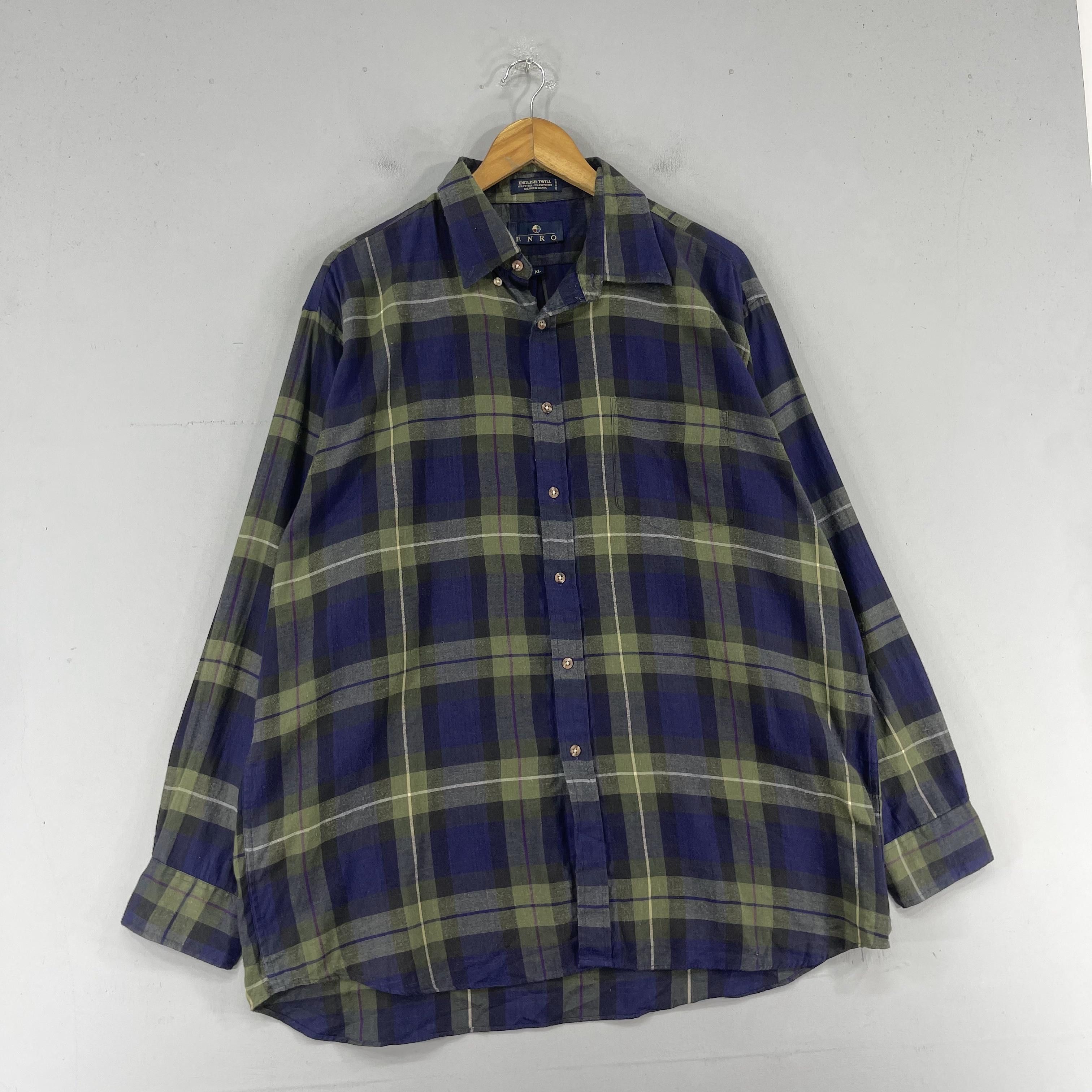 Flannel × Japanese Brand × Vintage Vintage Plaid Tartan Blue/Green Checkered Flannel Shirt Size US XL / EU 56 / 4 - 4 Thumbnail