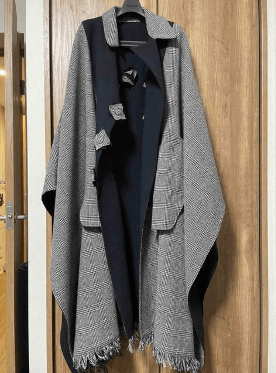 Yohji Yamamoto Yohji Yamamoto Pour Homme - Tweed Check Scrap Cape Coat Size US S / EU 44-46 / 1 - 3 Thumbnail
