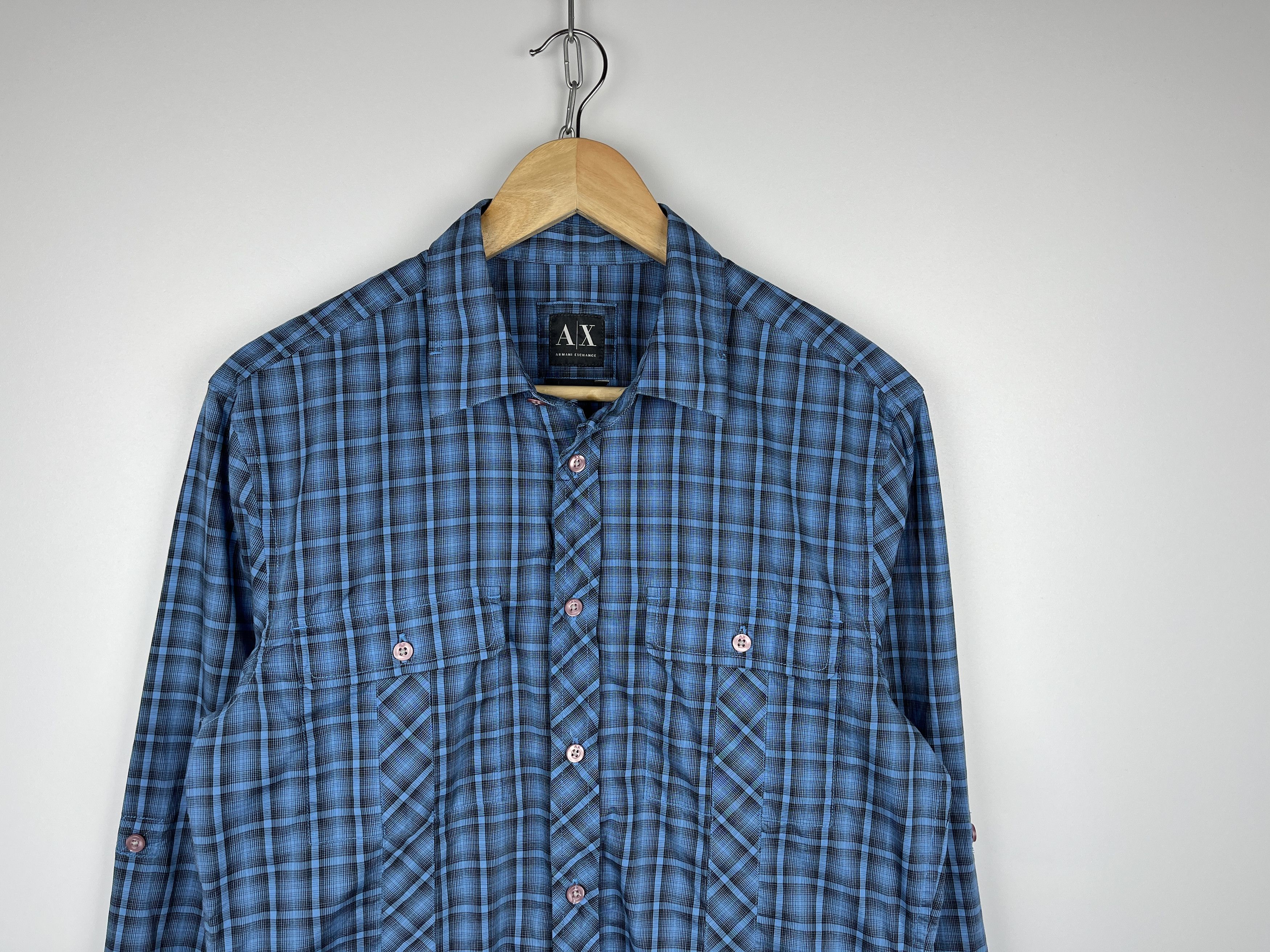 Armani Exchange A/X Armani Exchange Check Long Sleeve Button Up Shirt Size US M / EU 48-50 / 2 - 1 Thumbnail