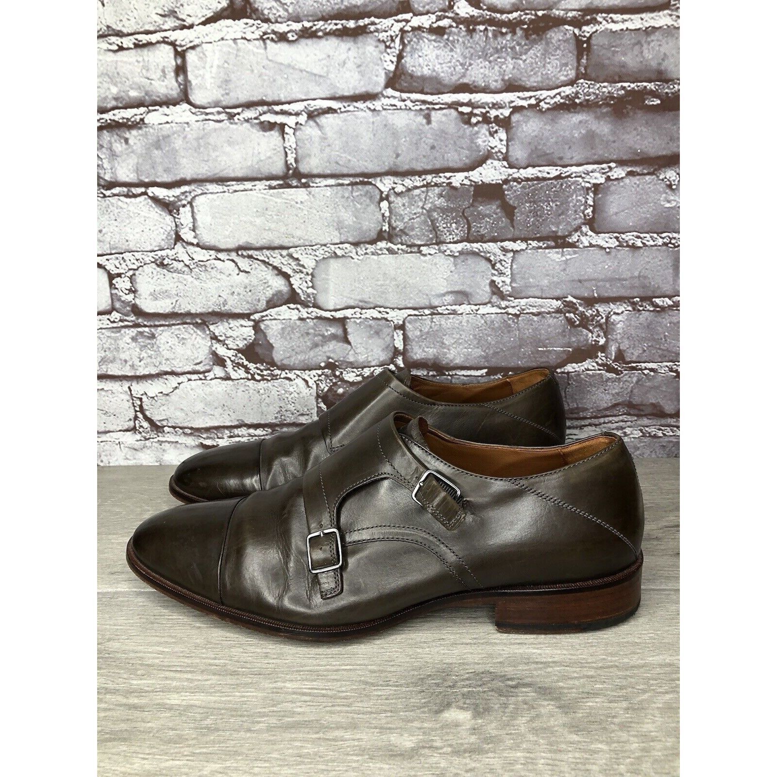 Johnston & Murphy Johnston & Murphy Sheepskin Brown Leather Double Monk Strap Size US 10.5 / EU 43-44 - 12 Thumbnail