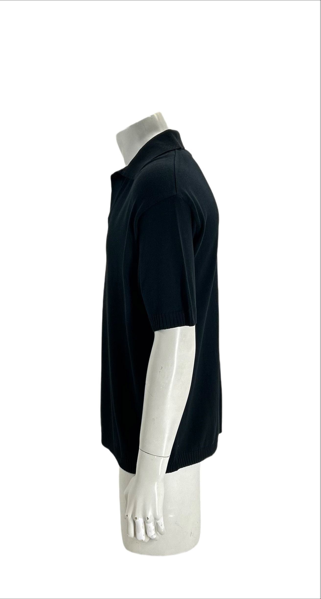 C.P. Company CP Company Black Knitted Cotton Open Neck Polo Shirt Size US XXL / EU 58 / 5 - 2 Thumbnail