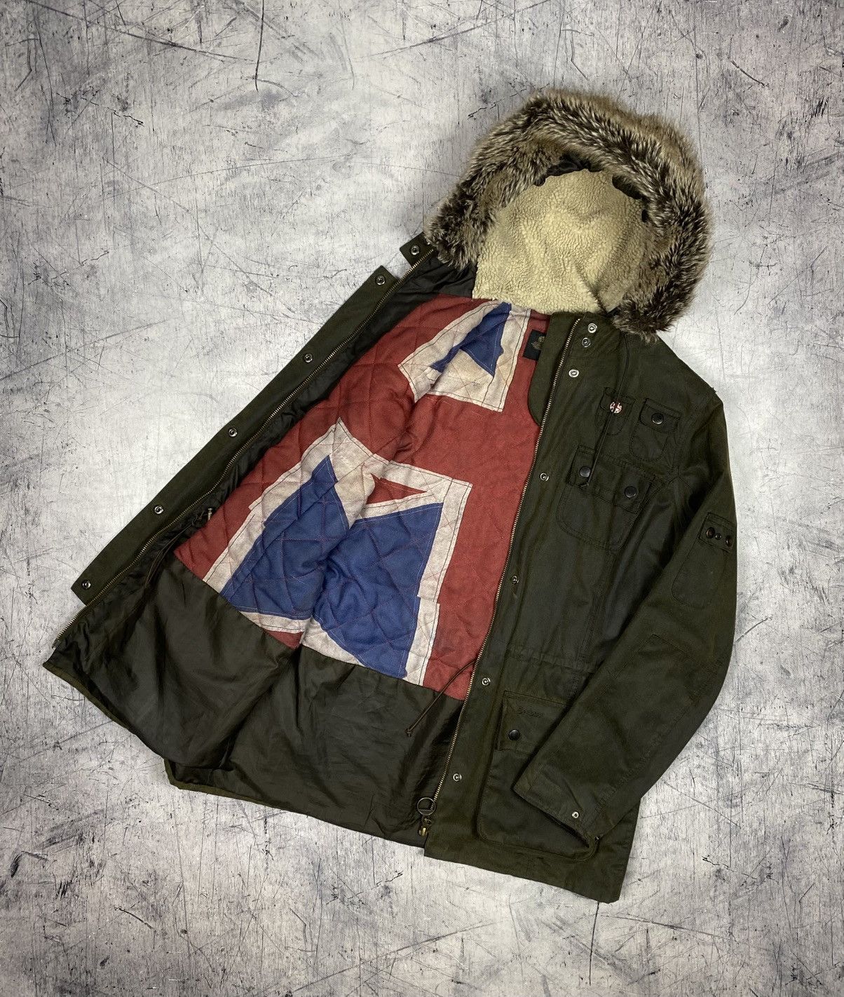 Barbour Barbour Brighton Union Jack Waxed Parka Fur Hood Size M / US 6-8 / IT 42-44 - 2 Thumbnail