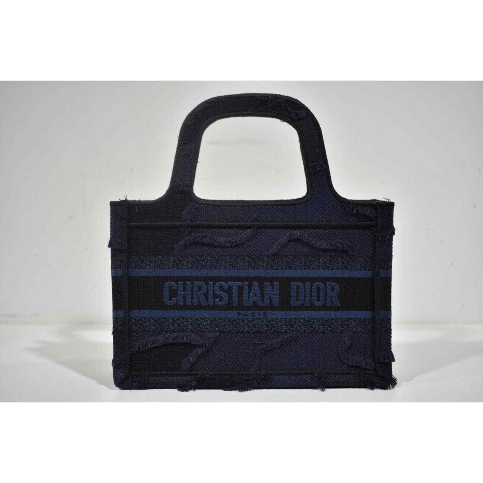Dior Christian Dior Blue Frayed Mini Book Tote Top Handle Bag Size ONE SIZE - 3 Thumbnail